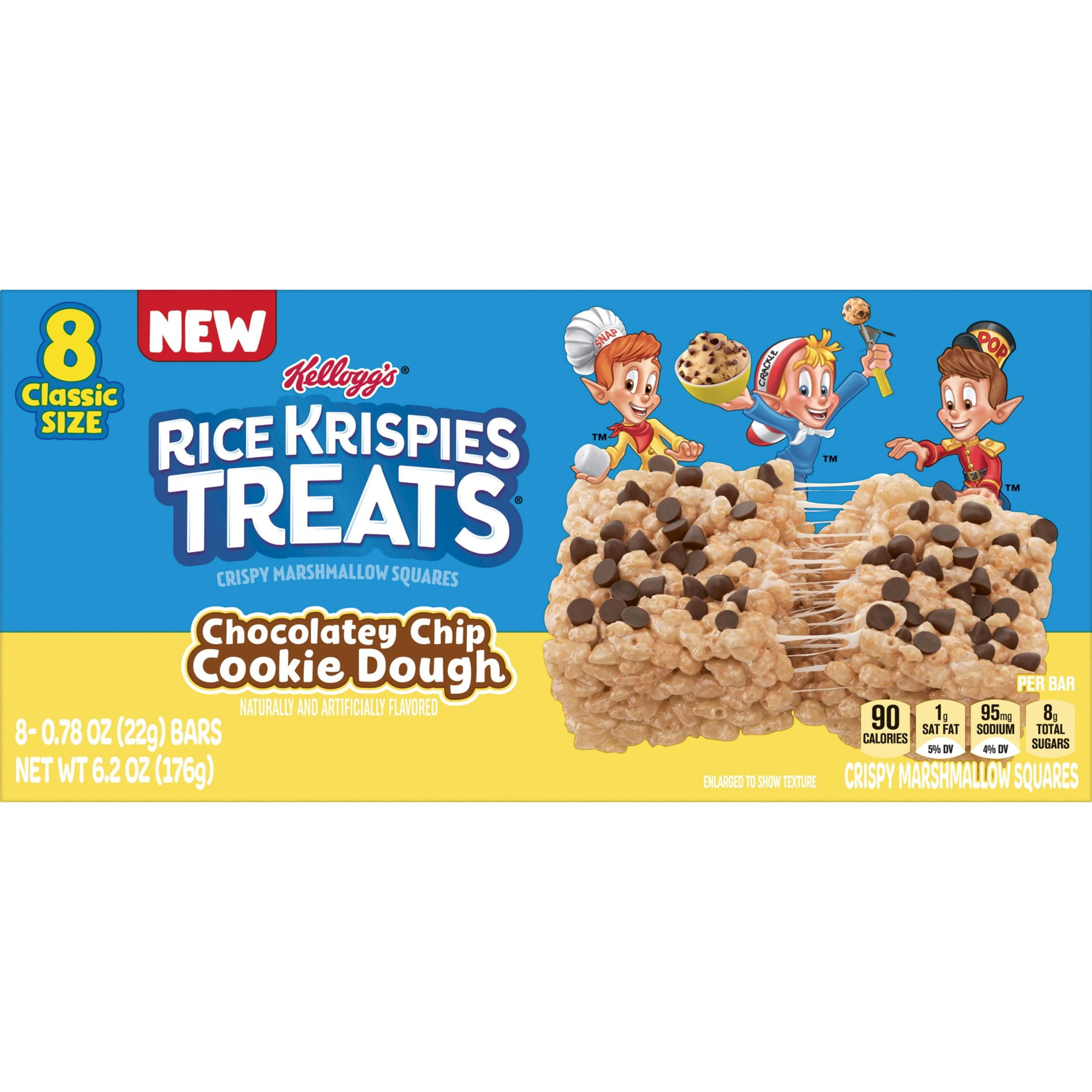 RICE KRISPIES TREATS CHOCOLATEY CHIP COOKIE DOUGH CHEWY MARSHMALLOW SNACK BARS