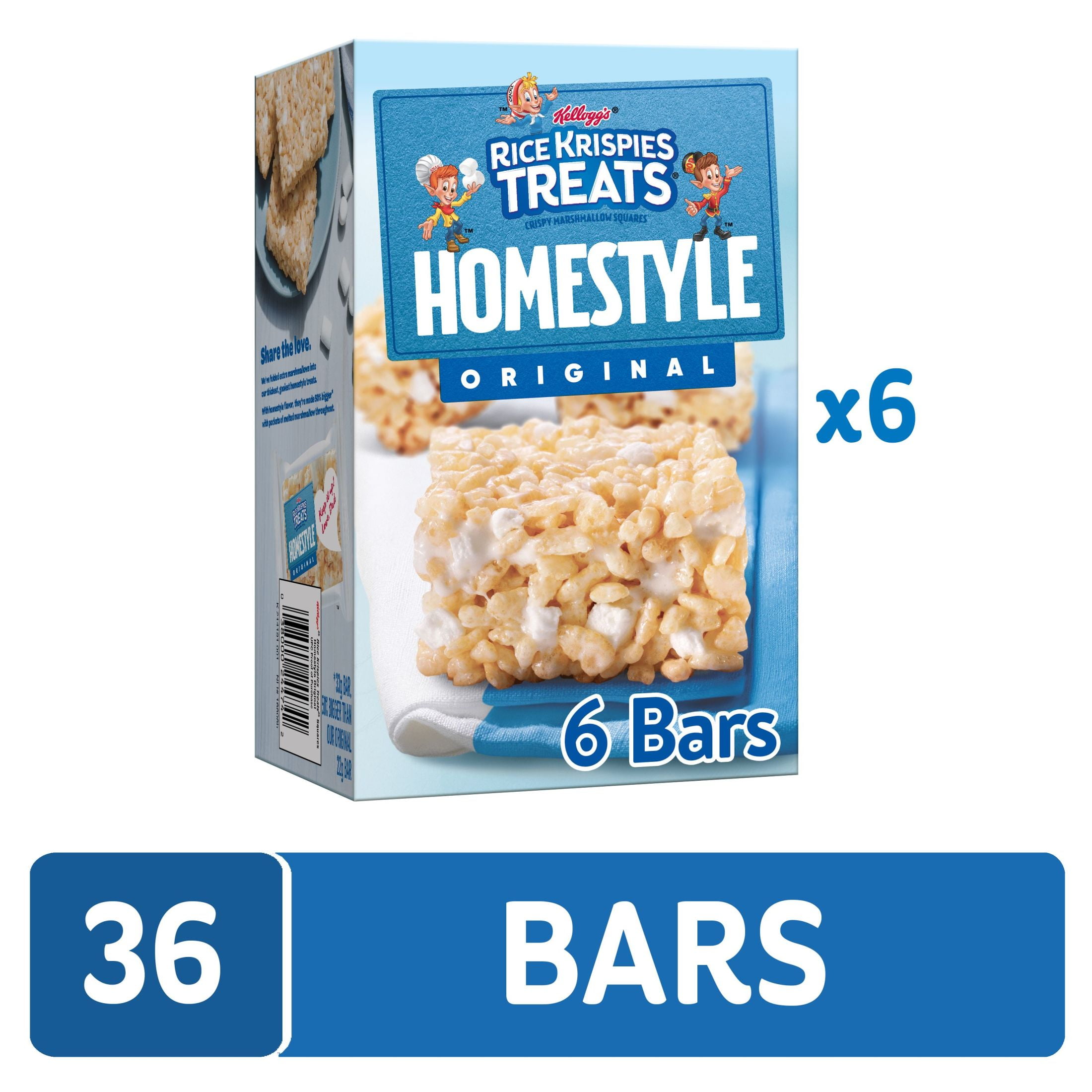 RICE KRISPIES TREATS HOMESTYLE ORIGINAL CHEWY MARSHMALLOW SNACK BARS READY TO EAT 36 COUNT