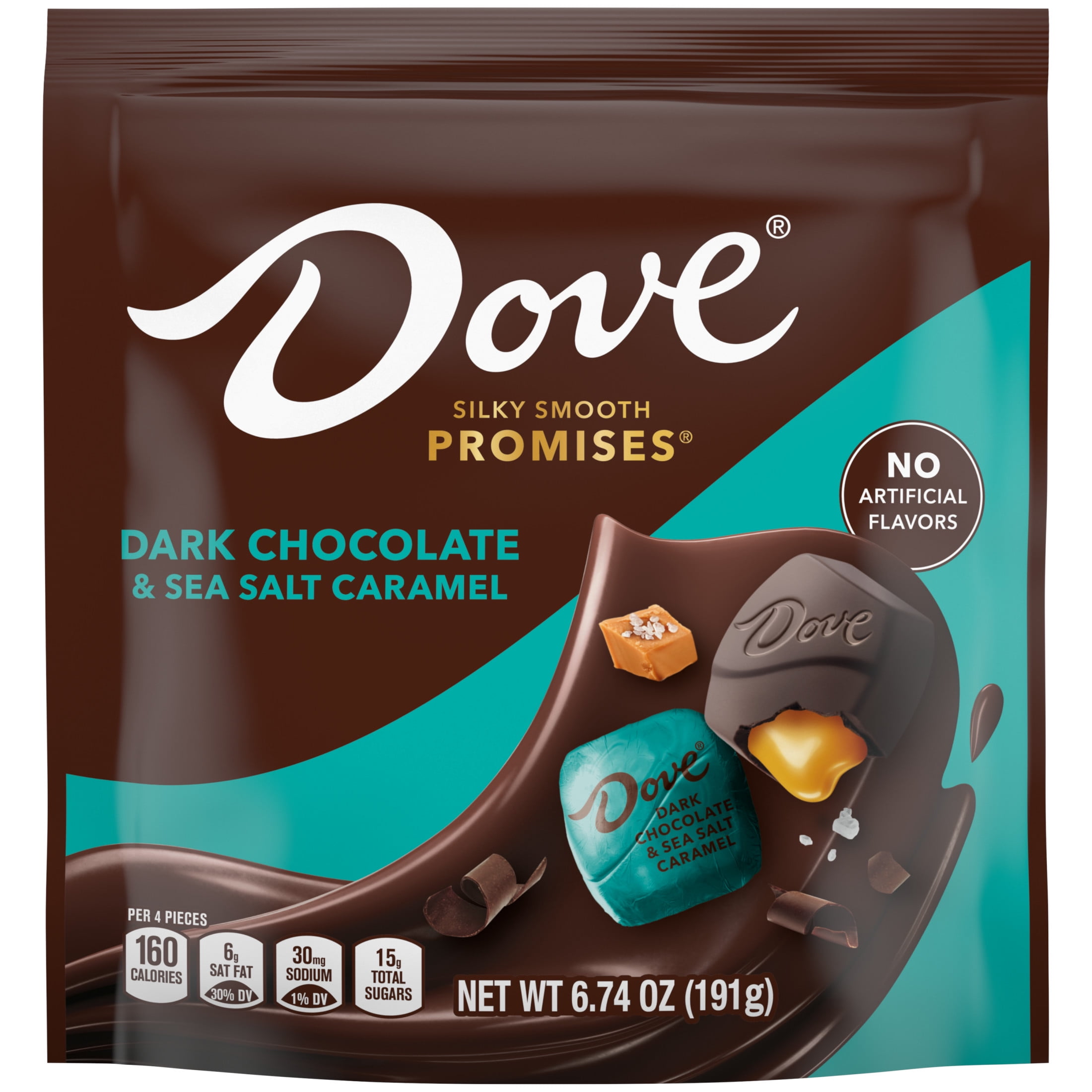 DOVE DARK CHOCOLATE SEA SALTED CARAMEL CANDY 6.74 OZ BAG