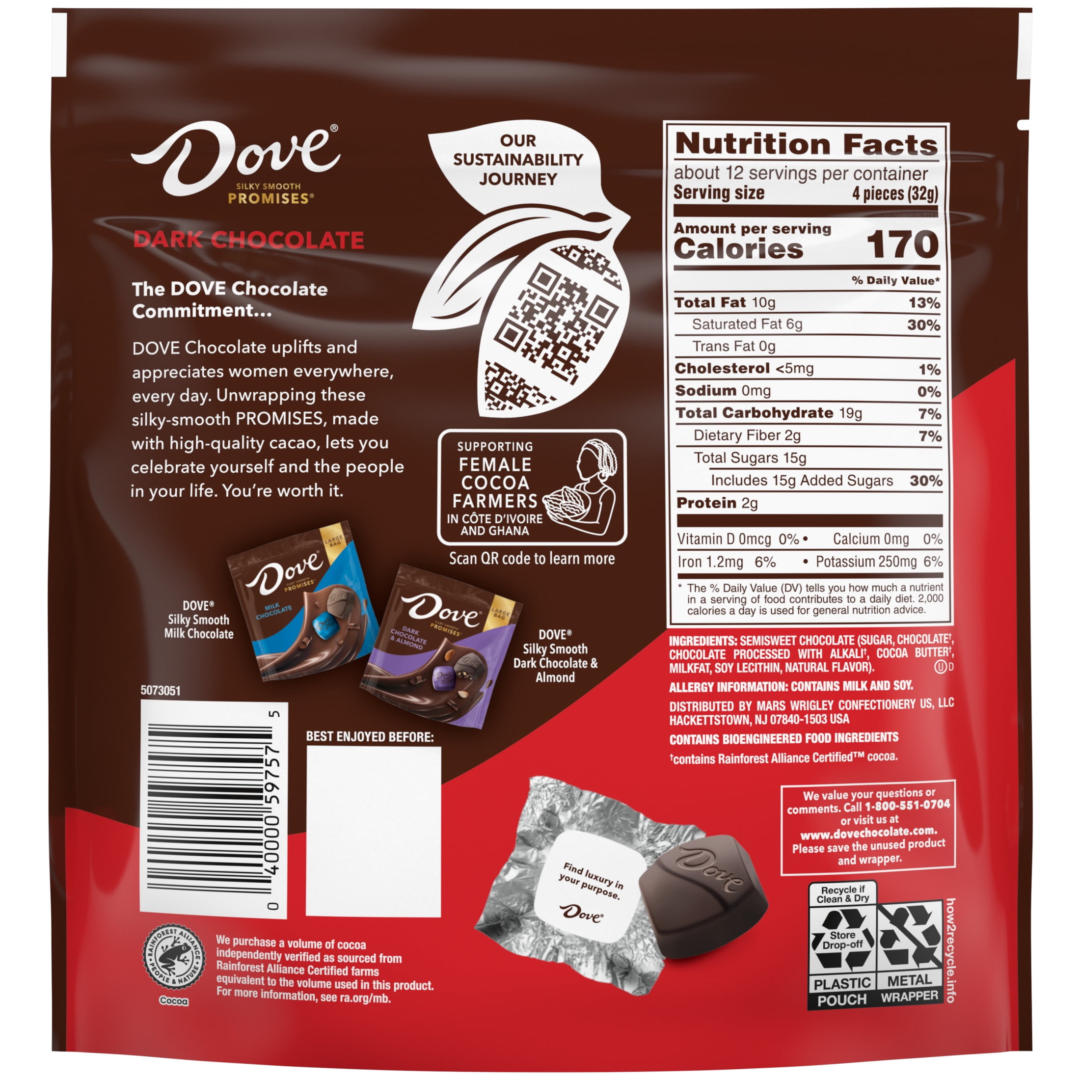 Dove Promises Dark Chocolate Candy 14.08 oz Large Bag