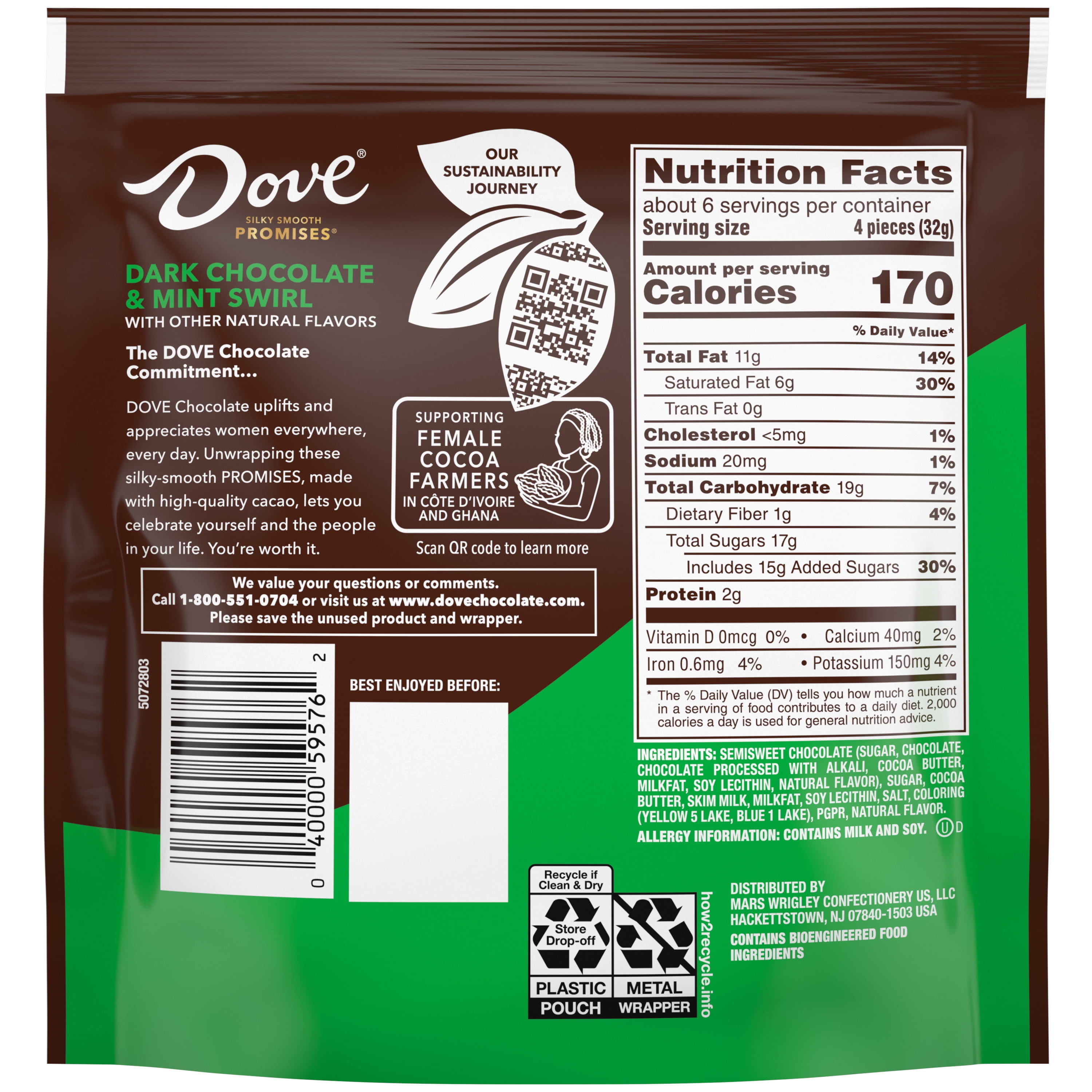 Dove Promises Dark Chocolate Mint Swirl Candy Pack of 1