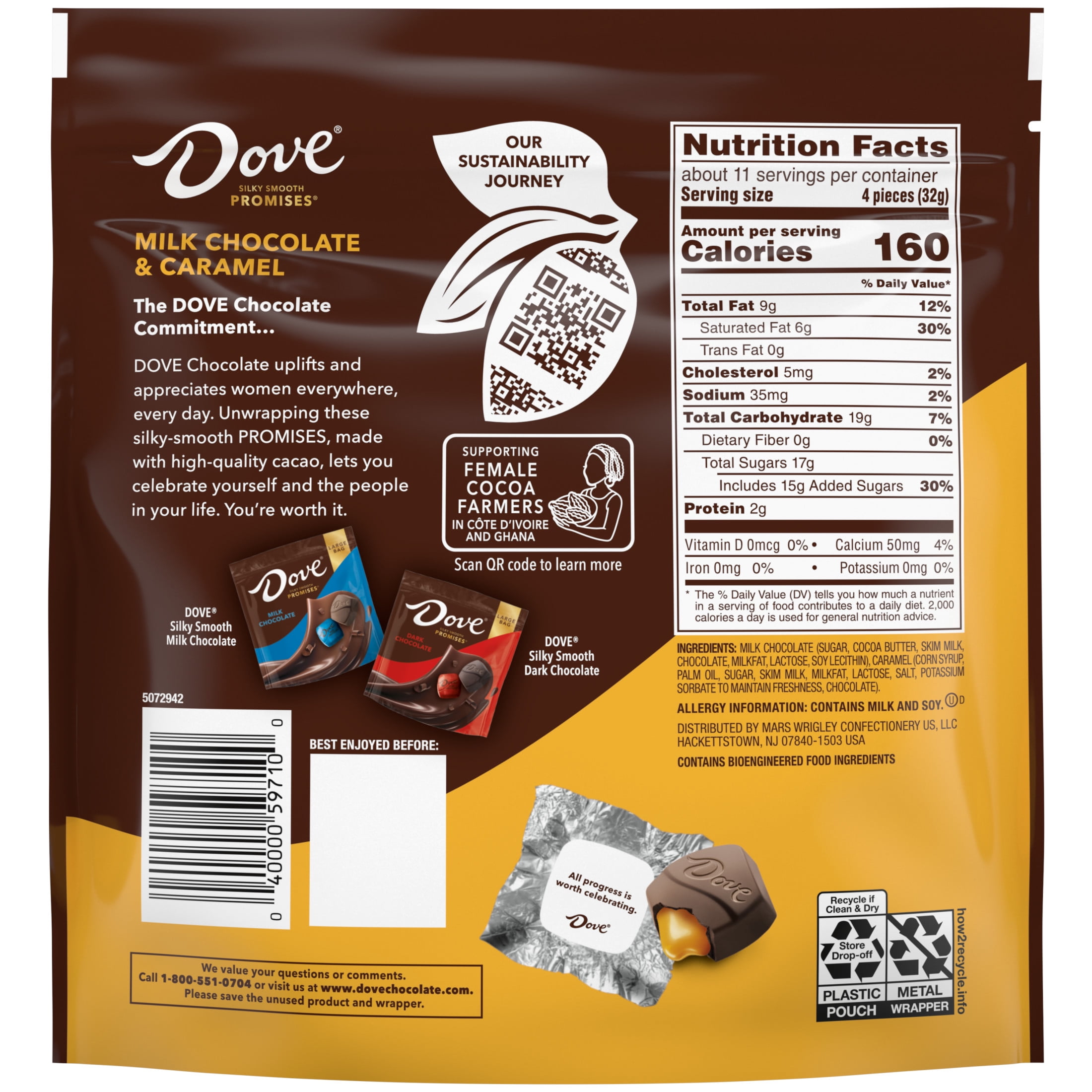 Dove Promises Milk Chocolate and Caramel Candy 12.67 oz Large Bag