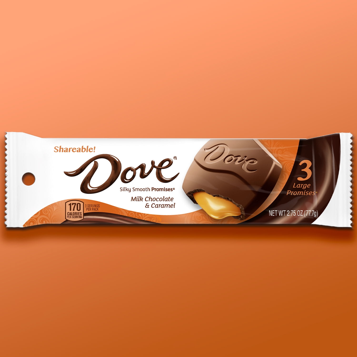 Dove Large Promises Milk Chocolate Caramel Candy 2.75 oz Pack