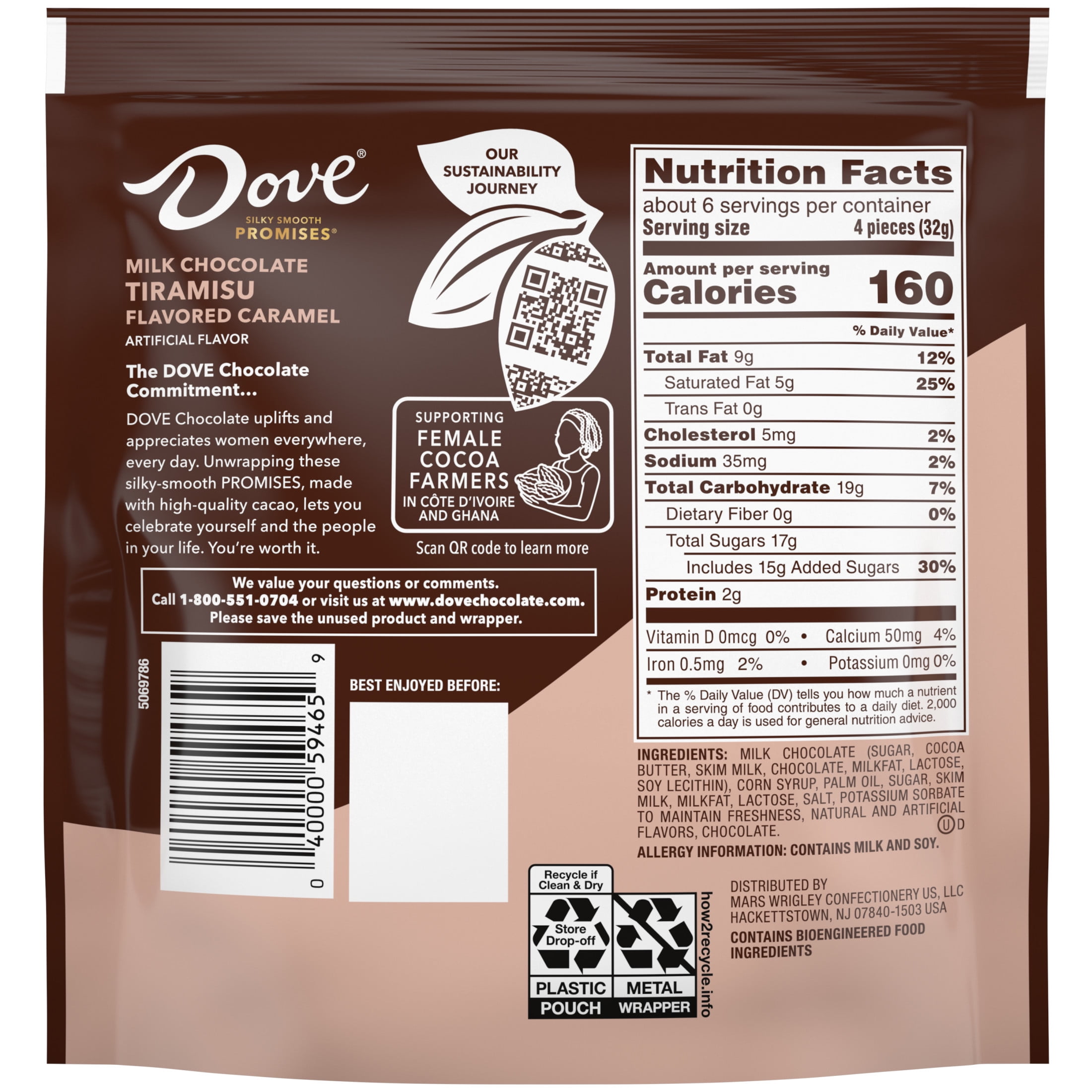 Dove Promises Milk Chocolate Tiramisu Caramel Candy 6.74 oz Bag