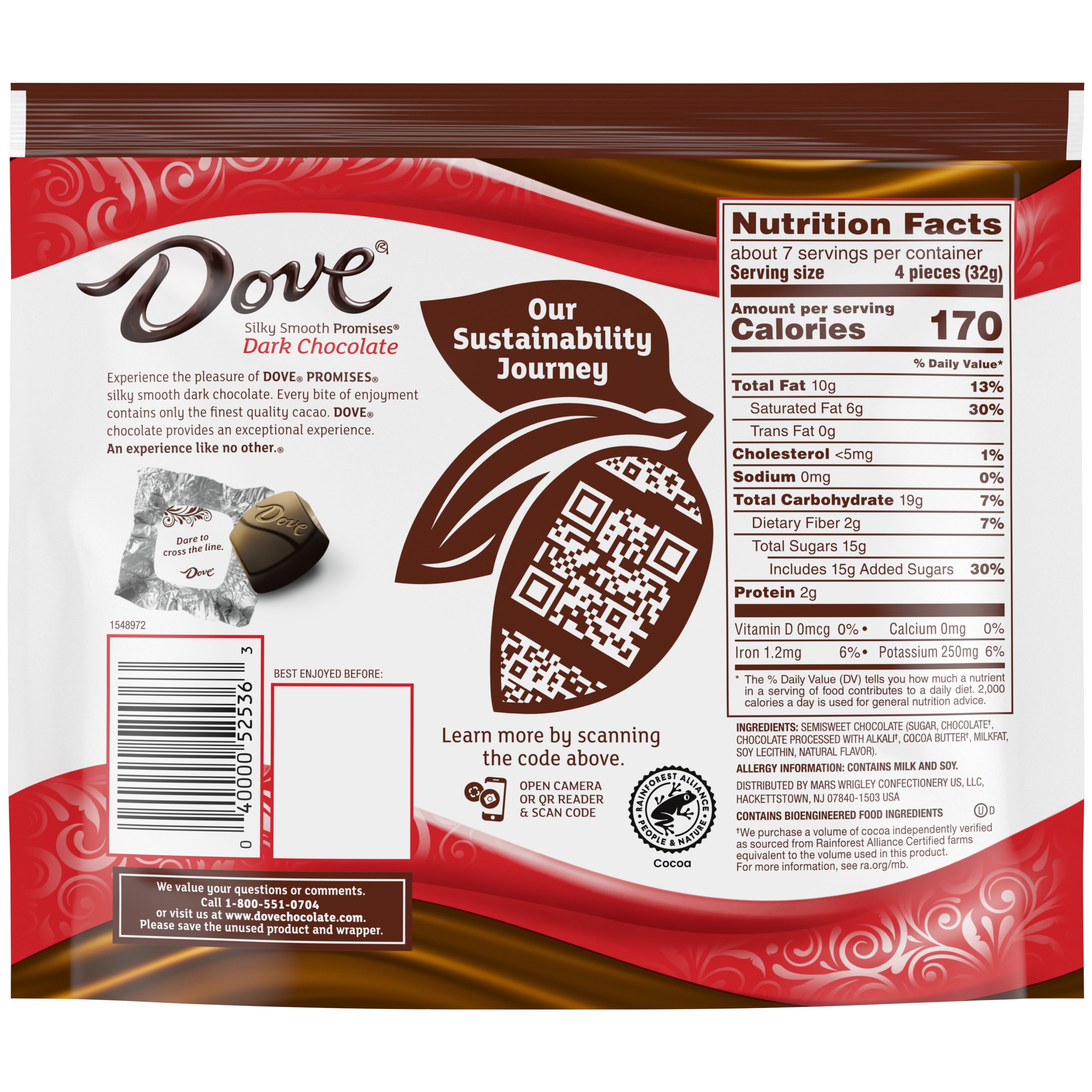 DOVE DARK CHOCOLATE PROMISES CANDY 8.46 OZ BAG - AMERIKASEPETIM