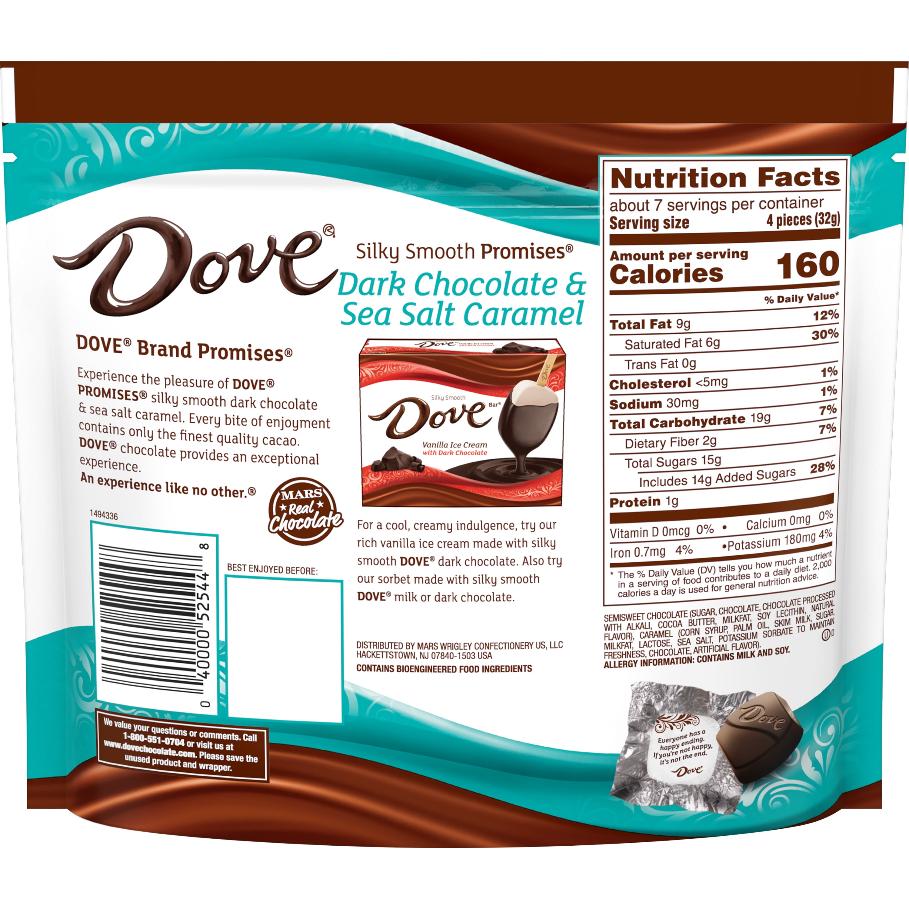 Dove Promises Sea Salt Caramel Dark Chocolate Candy 7.61 oz Bag