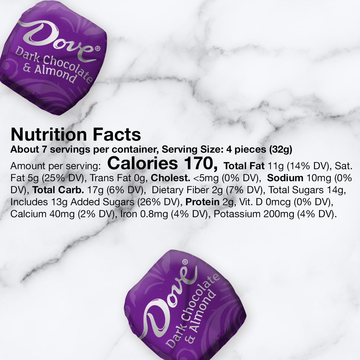 Dove Dark Chocolate Almond Candy 7.61 oz