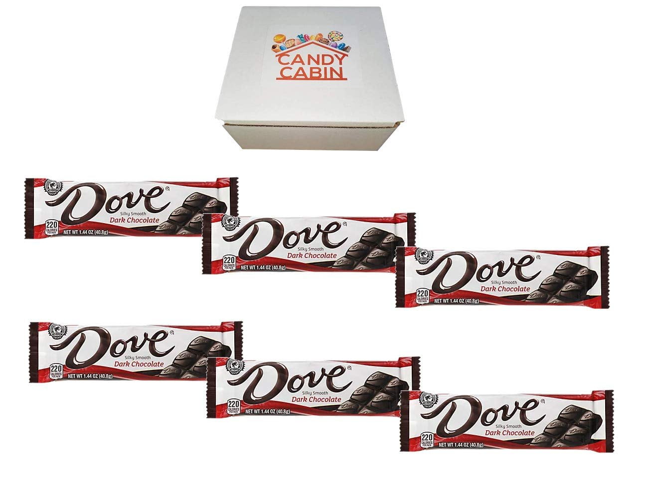 Dove Single Size 1.44 oz Chocolate Bars by CANDY CABIN 6 Pack