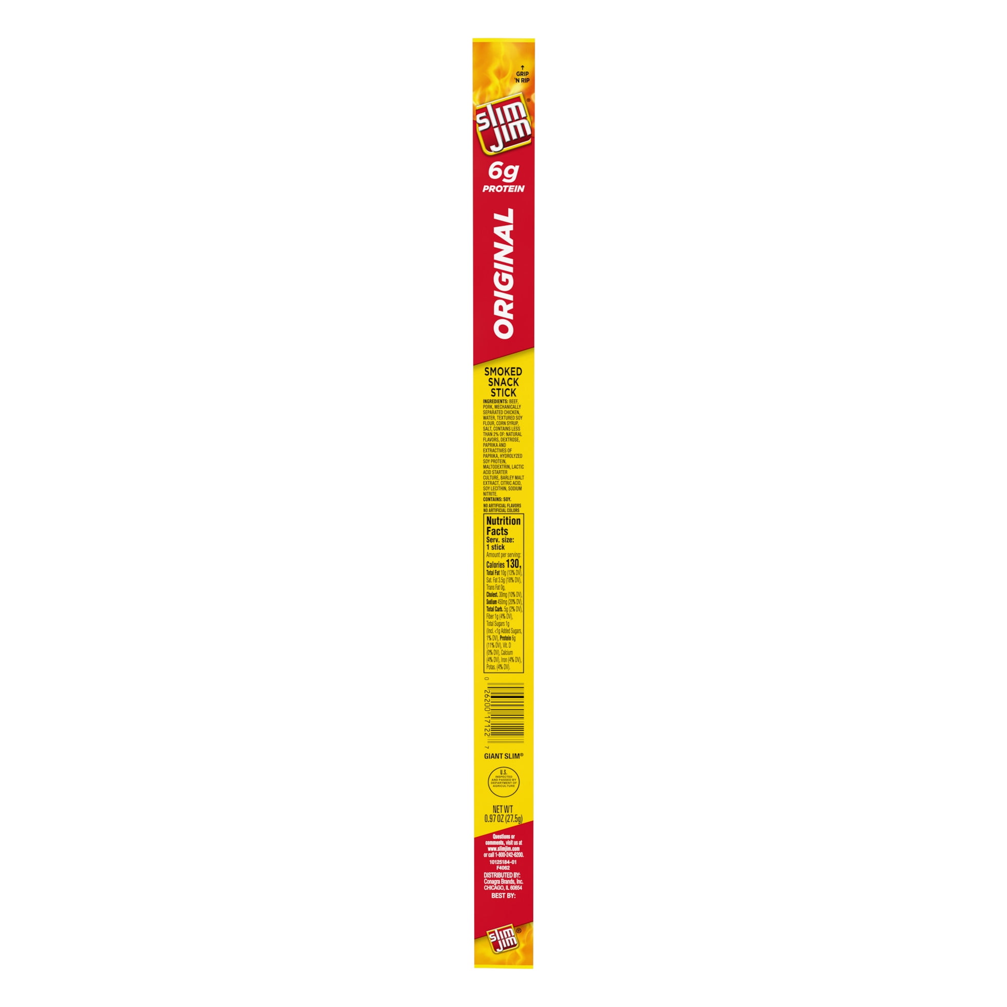 Slim Jim Original Meat Stick Meat Snacks 0.97 oz for on-the-go snacking