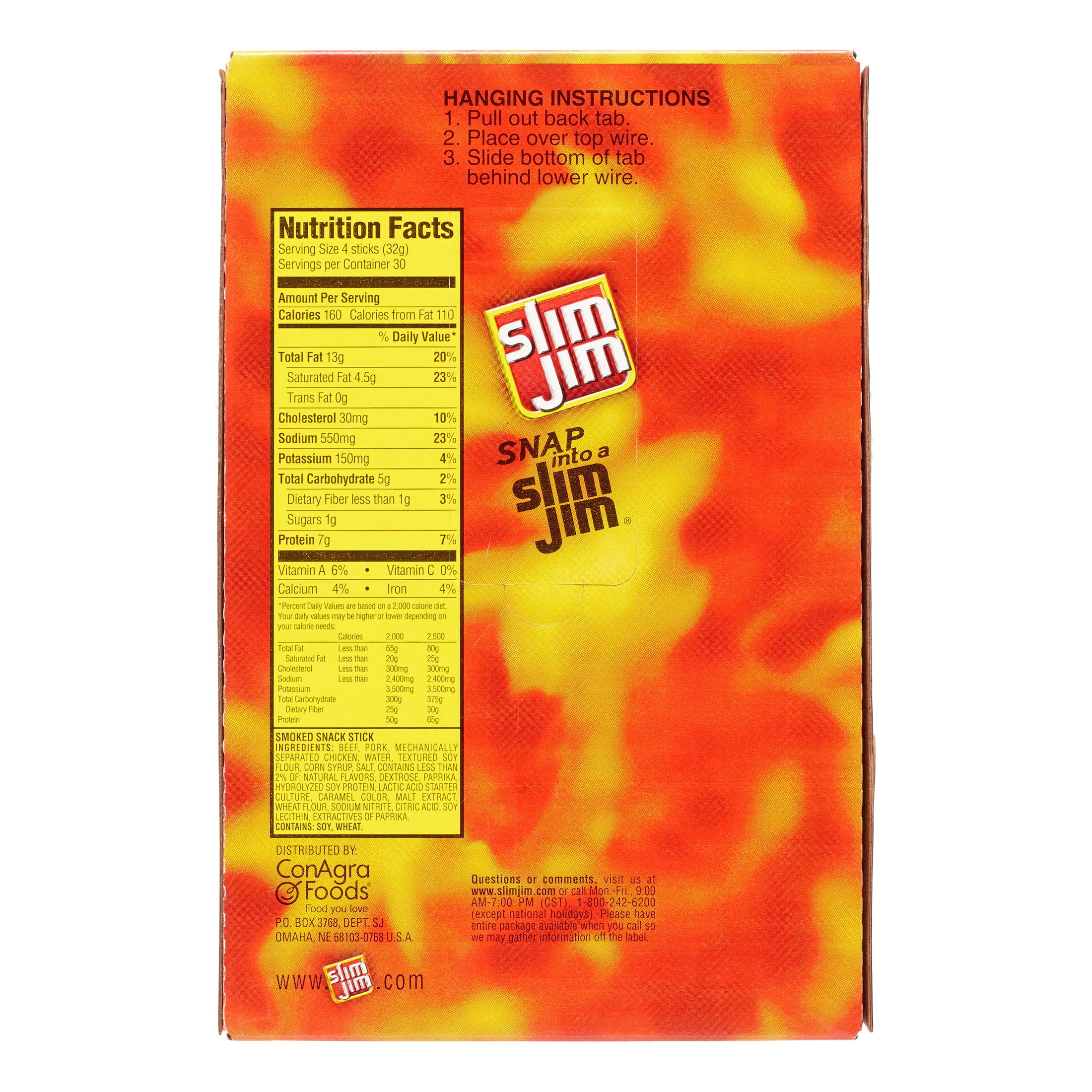 Slim Jim Smoked Snack Sticks Original 0.28 Ounce Pack of 120