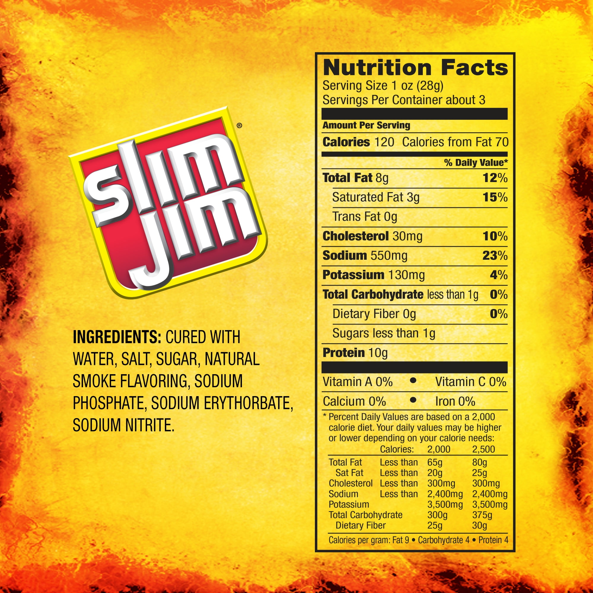 Slim Jim Bacon Jerky Hickory Smoked Flavor Meat Snacks 2.75 oz