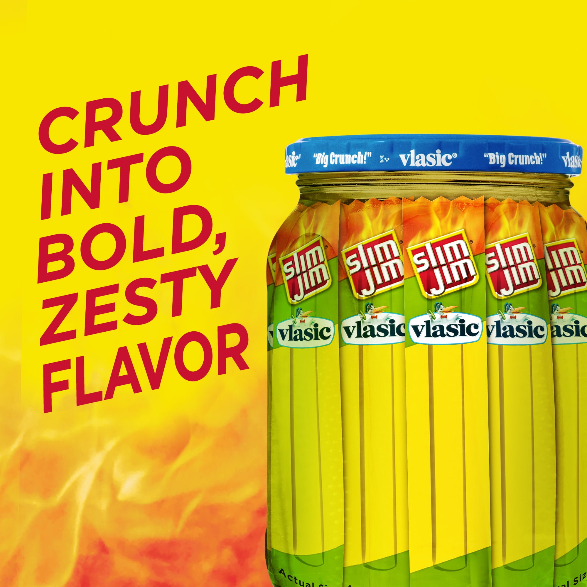 Slim Jim Vlasic Dill Pickle Snack Size Meat Sticks 0.28 oz each 26 Count