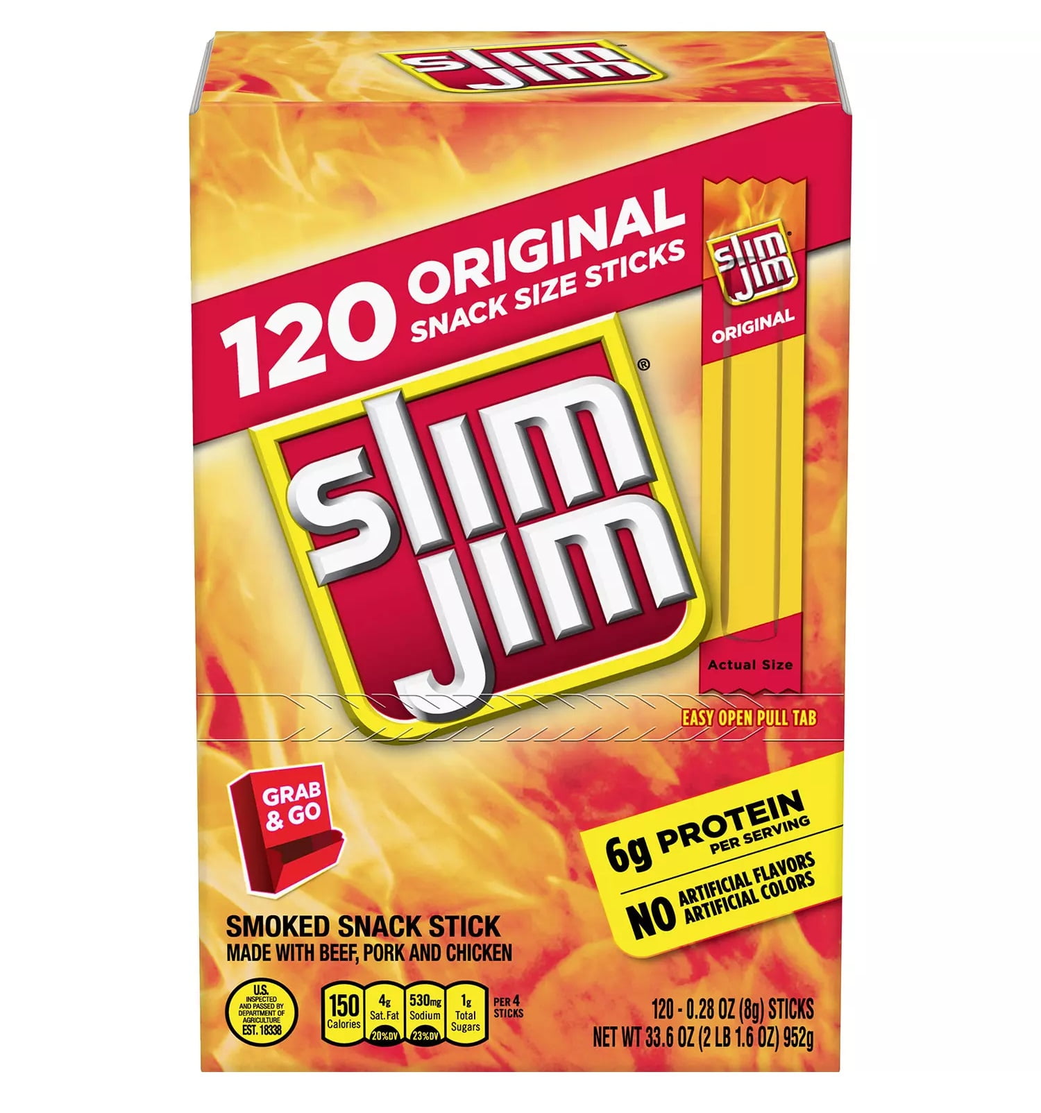 Slim Jim Original 120 Count Snack Sticks