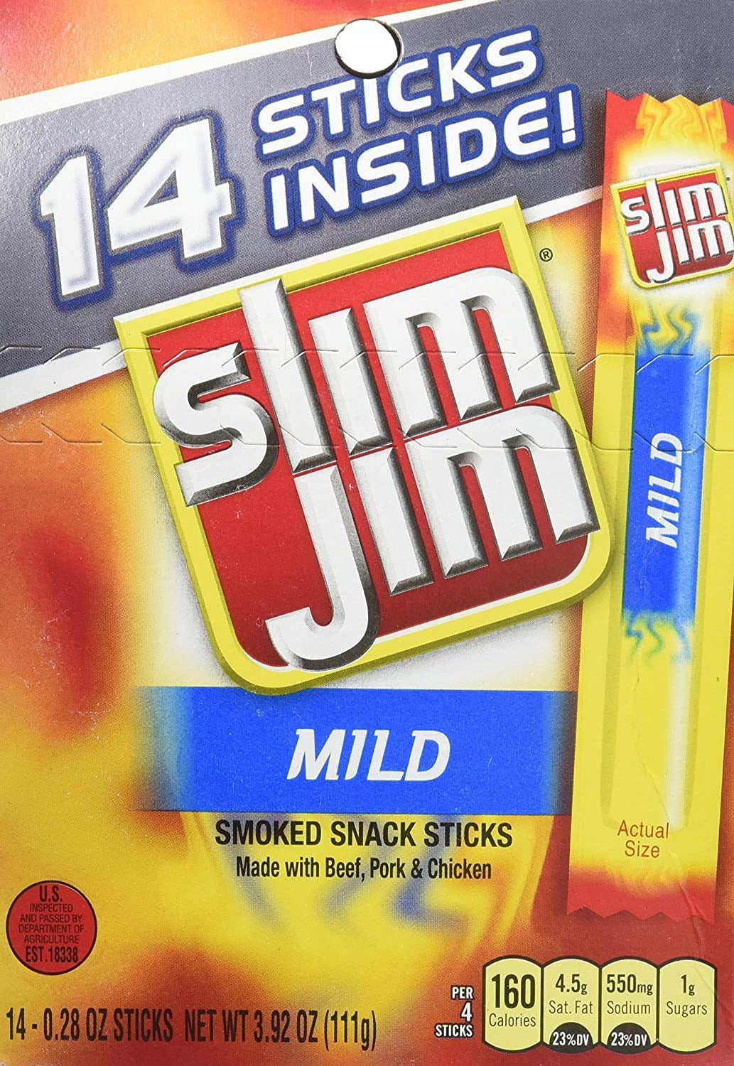 Slim Jim Mild Snack OIF8 Sticks 0.28 Ounce 14 Count Pack of 2