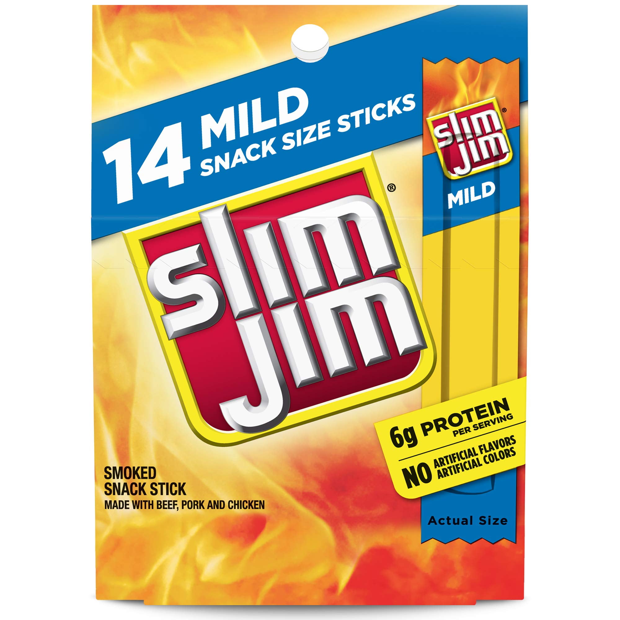 Slim Jim Mild Smoked Snack Stick 0.28 Oz Pack Of 14