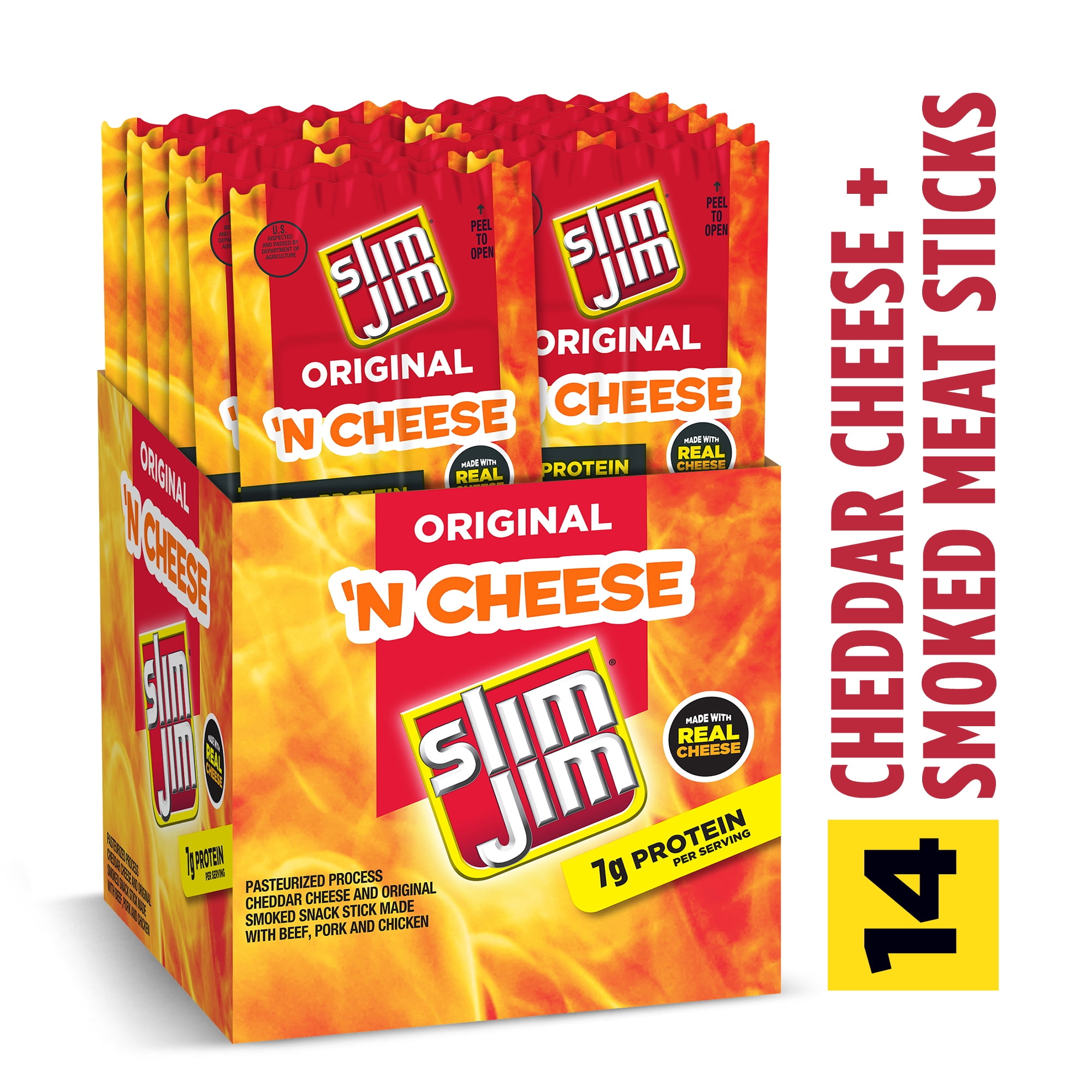 Slim Jim Original Beef Snack Stick N Jalapeno Cheese 1.5 oz 14 Count