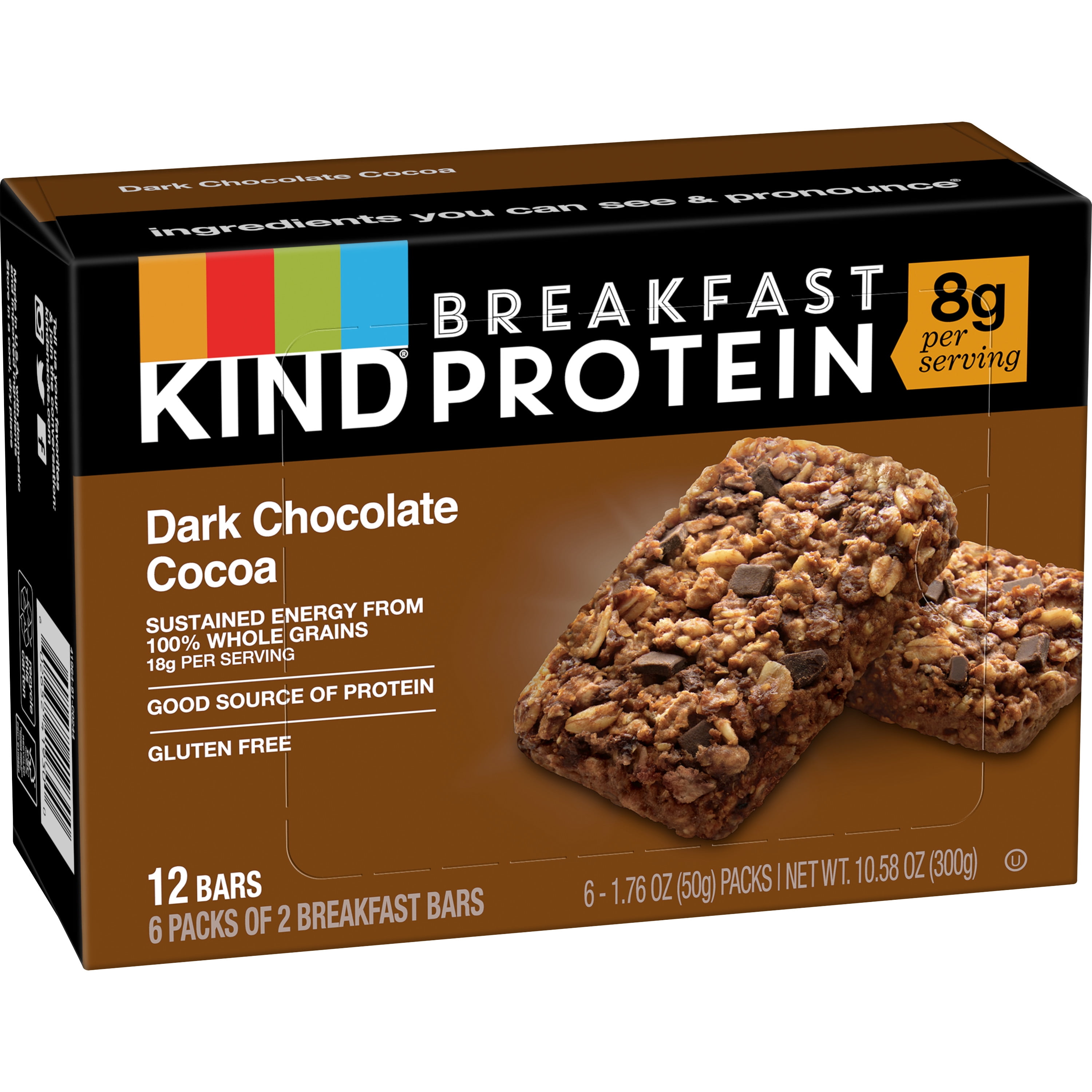 KIND DARK CHOCOLATE COCOA PROTEIN SNACK BARS 12-COUNT BOX, 1.76 OZ