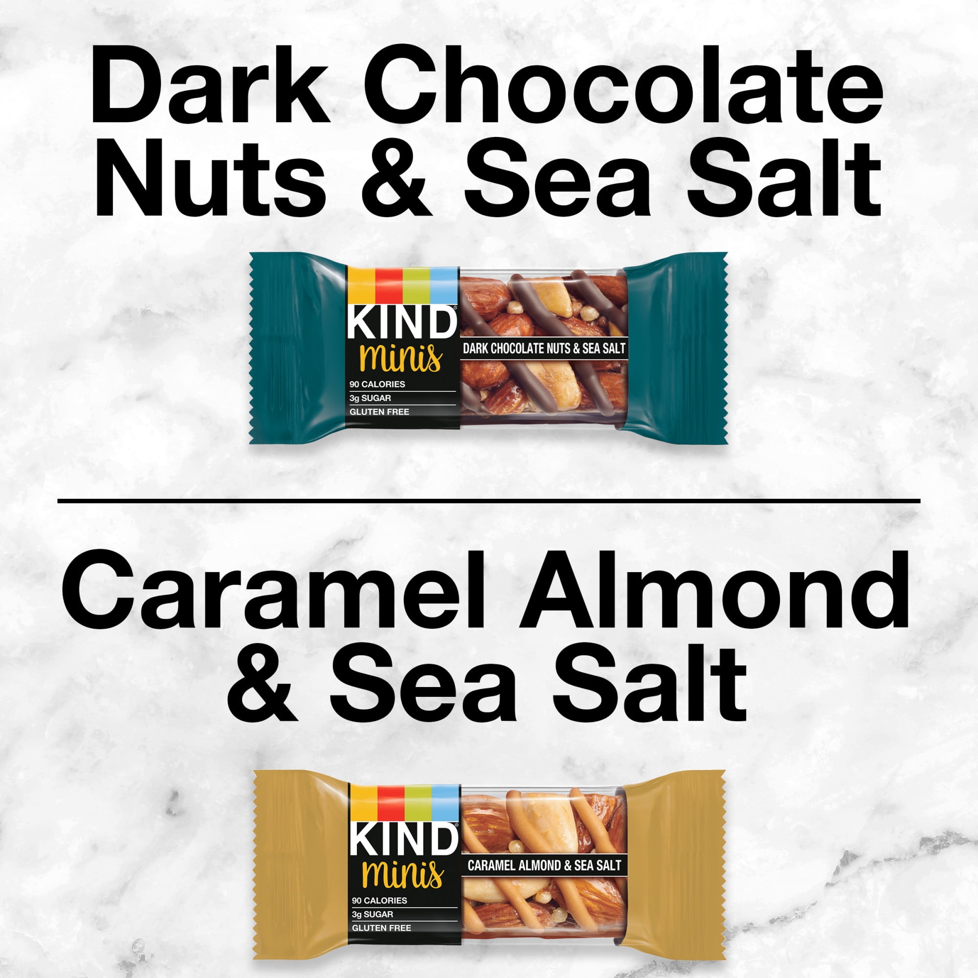 KIND Minis Dark Chocolate Nuts Sea Salt Caramel Almond & Sea Salt Variety Pack 20 Count