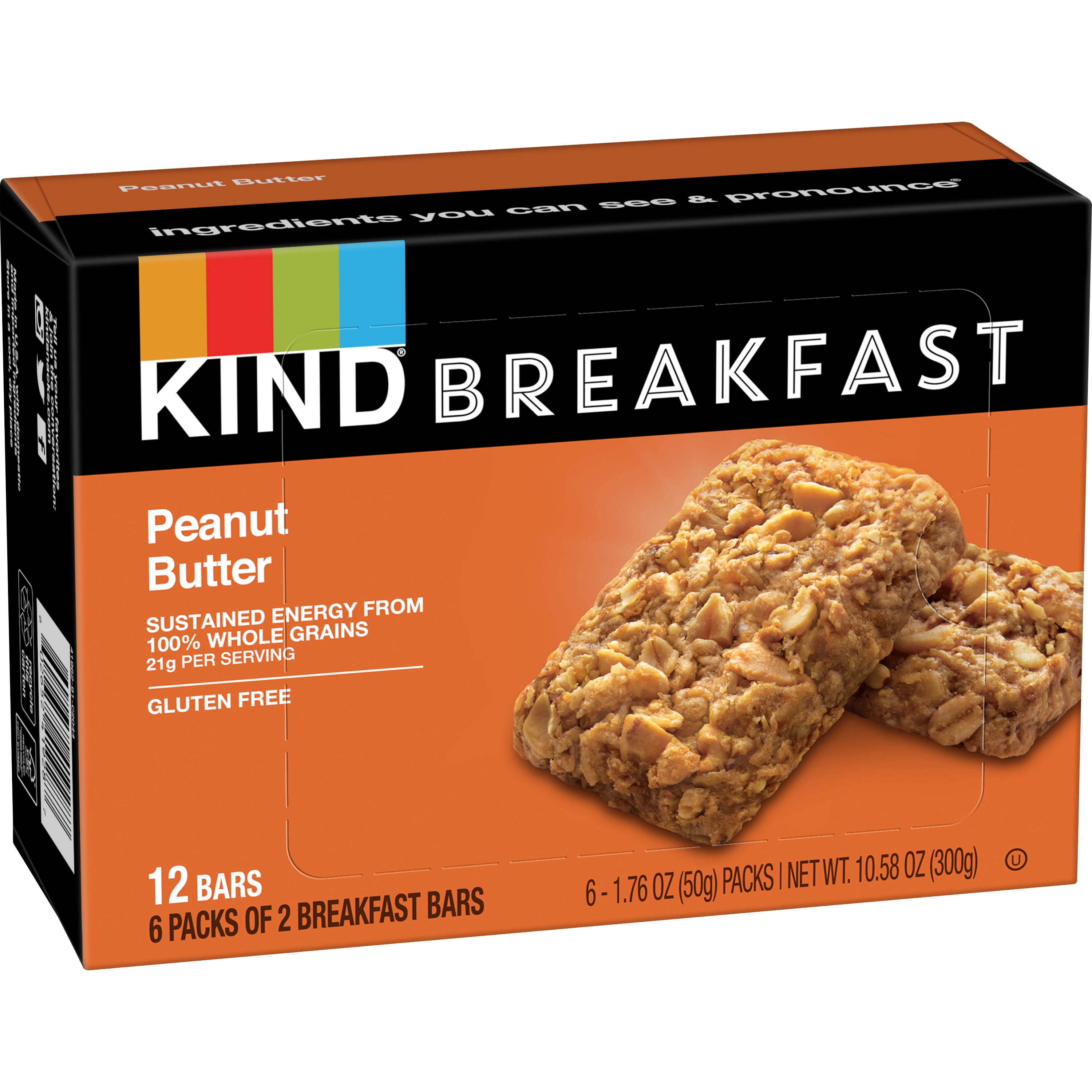 KIND BREAKFAST WHOLE GRAIN GLUTEN FREE PEANUT BUTTER SNACK BARS 1.76 OZ 12 COUNT