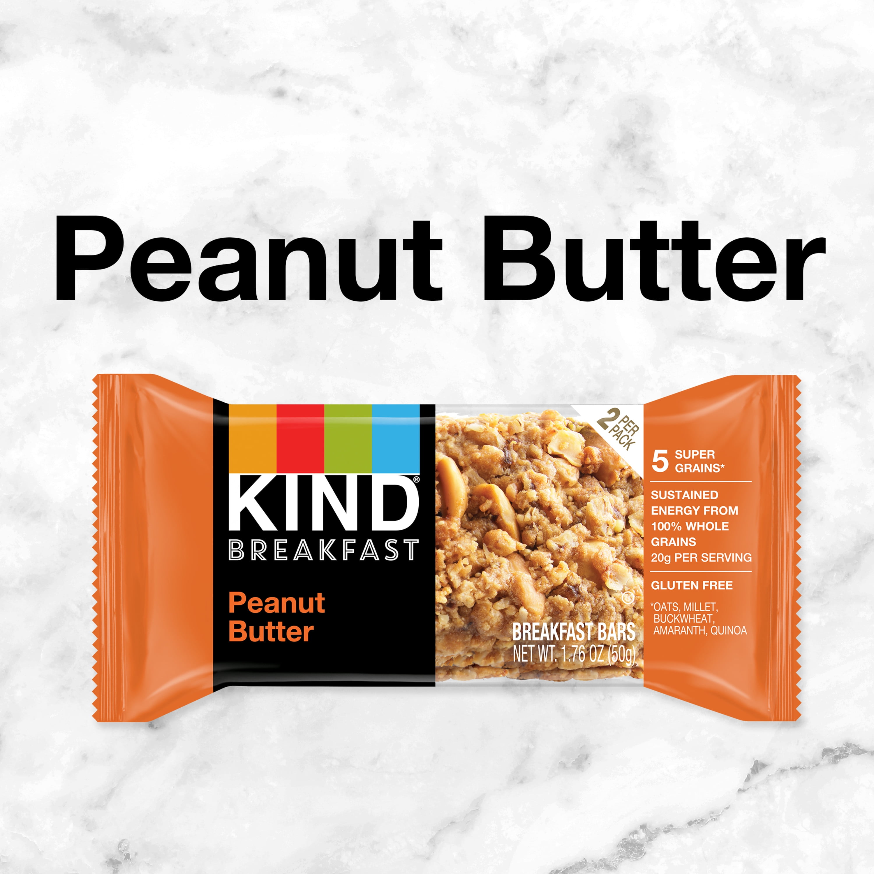 KIND BREAKFAST WHOLE GRAIN GLUTEN FREE PEANUT BUTTER SNACK BARS 1.76 OZ 12 COUNT