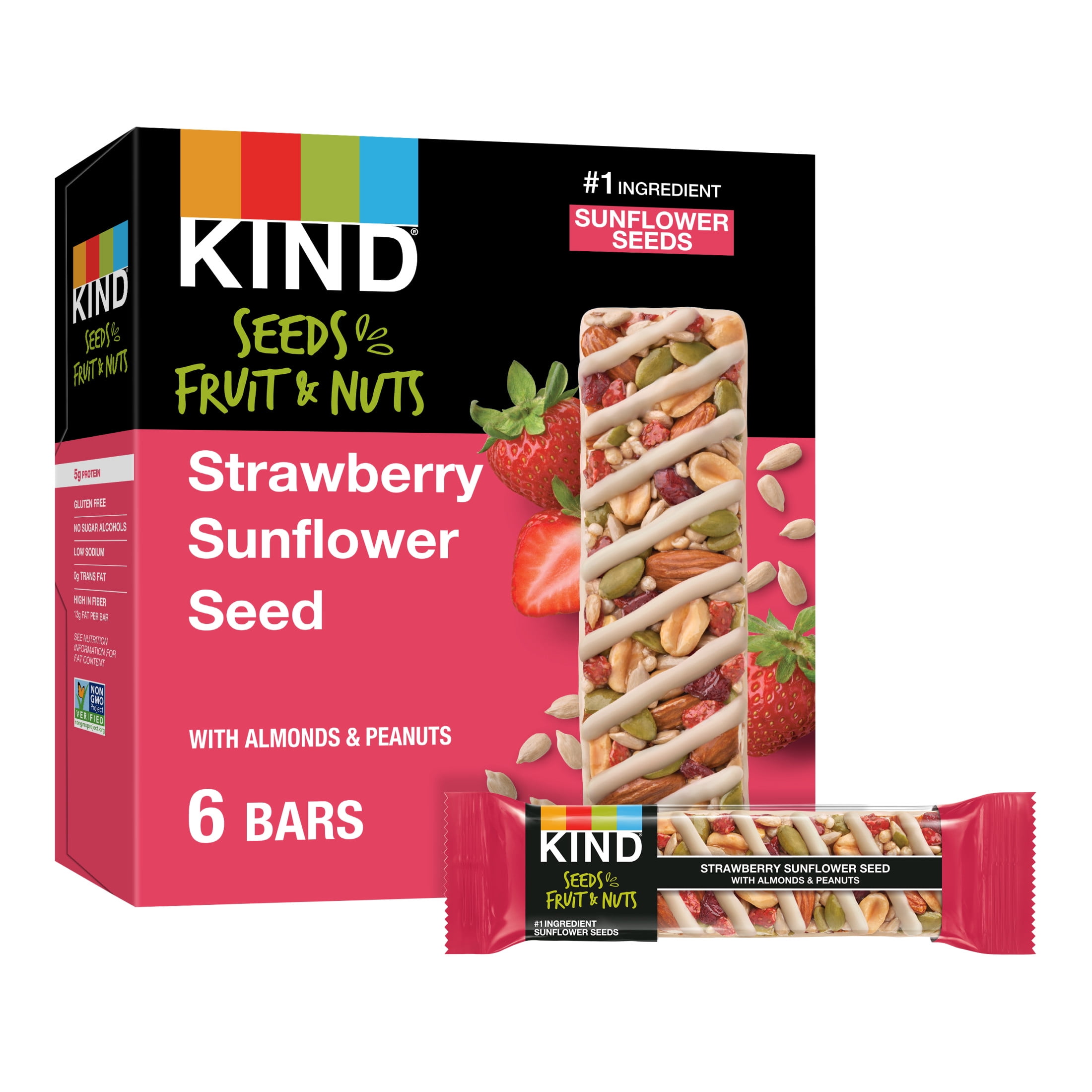 KIND Seeds Fruit Nuts Snack Bar Strawberry Sunflower Seed Gluten Free Bars 1.4 OZ