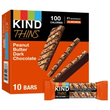 KIND Thins Gluten Free Peanut Butter Dark Chocolate Bars 0.74 oz 10 Count