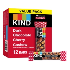 KIND Gluten Free Dark Chocolate Cherry Cashew Snack Value Pack 1.4 oz 12 Count Box