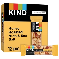 KIND Gluten Free Honey Roasted Nuts Sea Salt Snack Bars 1.4 oz 12 Count Box
