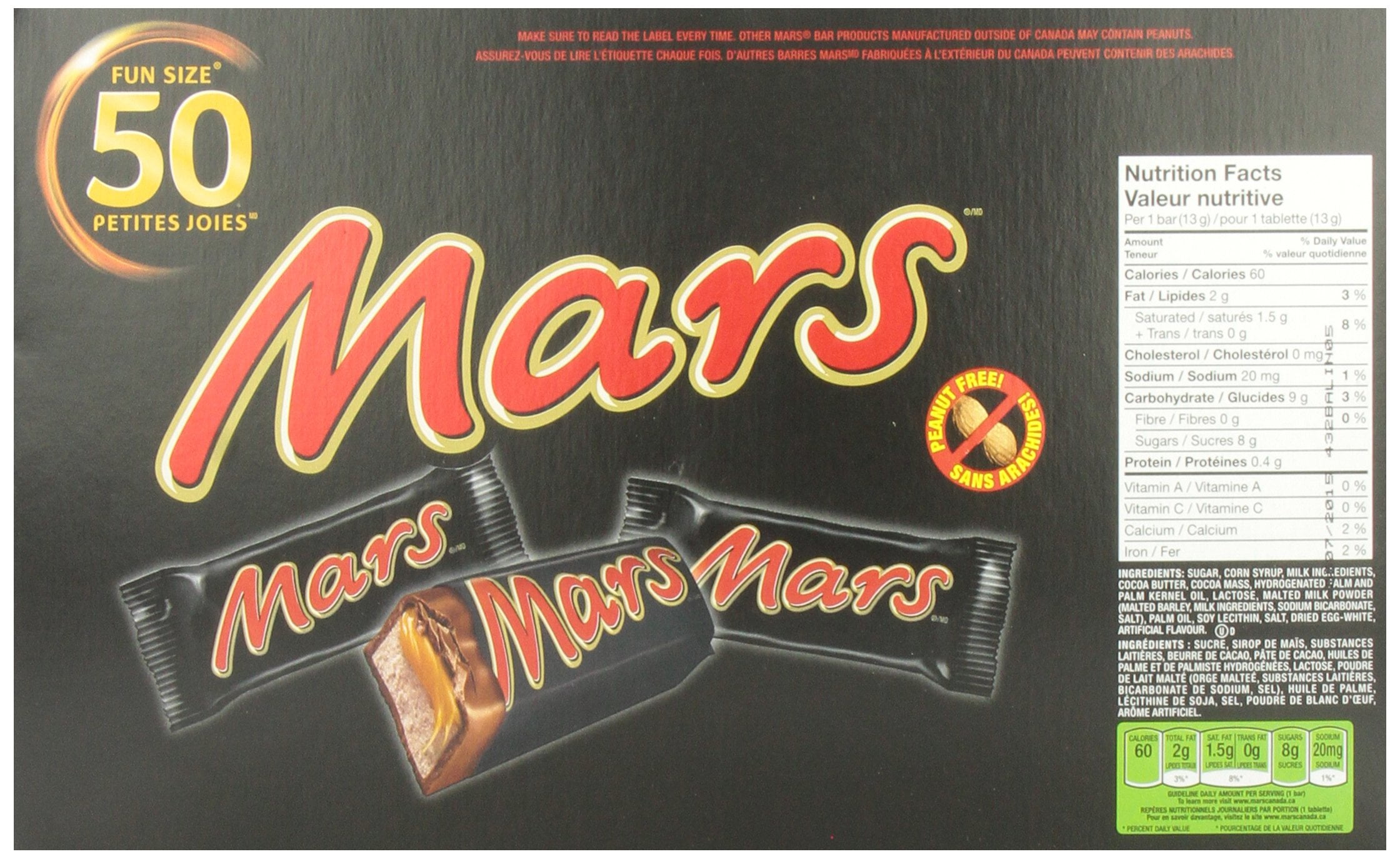 Mars Fun Size Bars 12.9g 0.5 oz x 50 pack Peanut