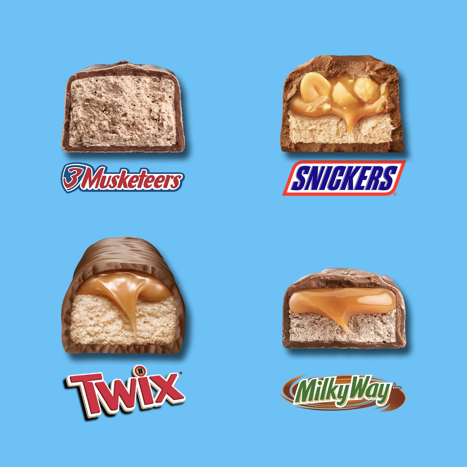 Mars Snickers Twix More Minis Chocolate Candy Bars Variety Pack 8.31 oz Bag 4 Pack