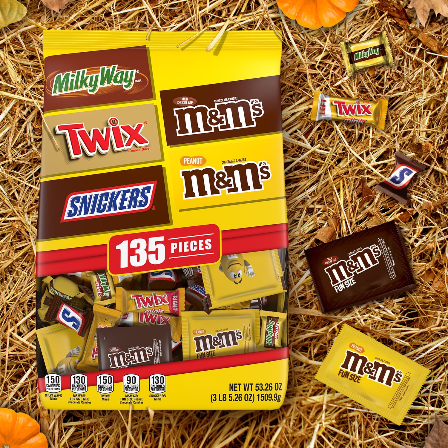 Mars Mixed MMS Peanut and More Bulk Halloween Candy Assortment 53.26oz 135 Ct