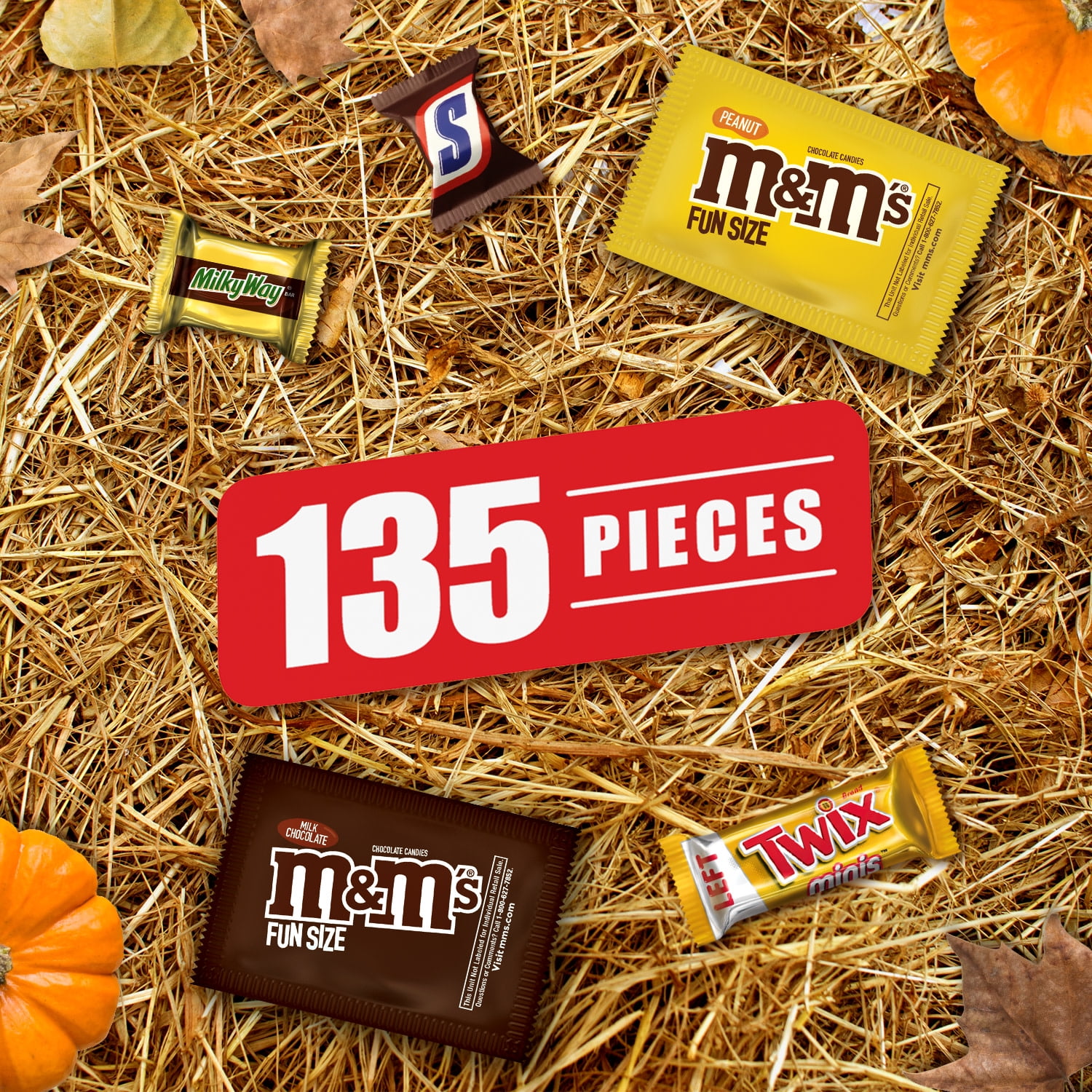 Mars Mixed MMS Peanut and More Bulk Halloween Candy Assortment 53.26oz 135 Ct