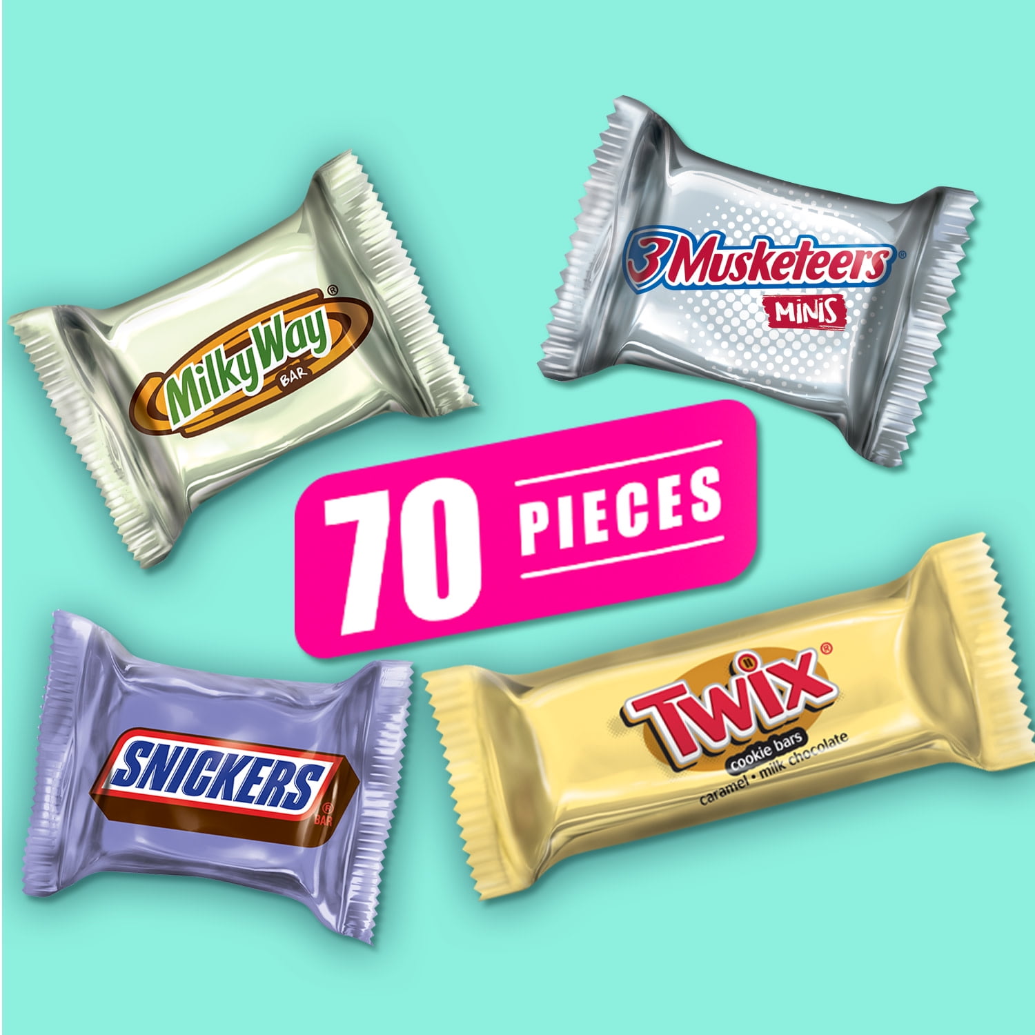 Mars Easter Chocolate Candy Assortment with Snickers, Twix, Milky Way & 3 Musketeers - 70 Pieces