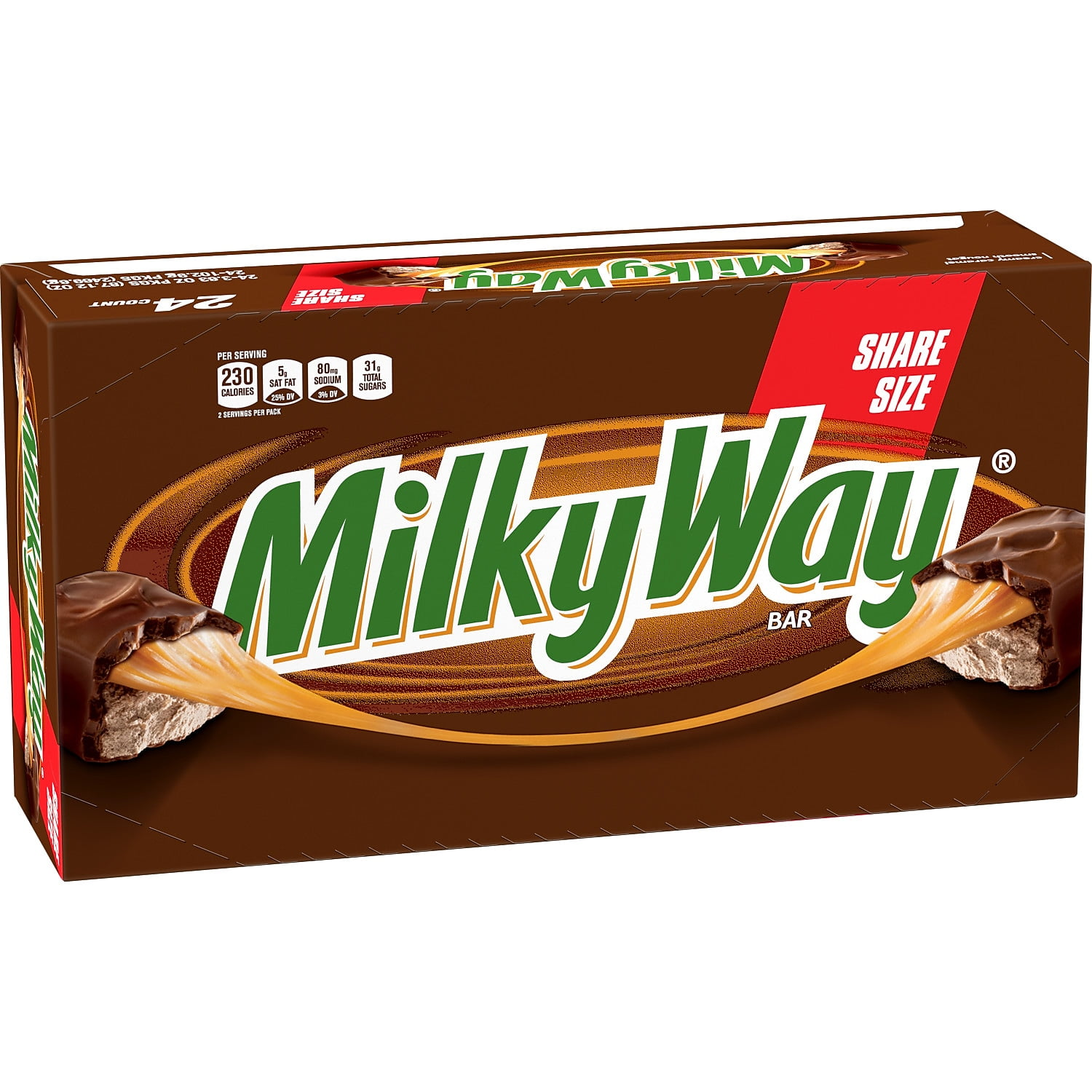 Mars Milky Way Milk Chocolate Sharing Size Candy Bar 3.63 oz Bar Pack of 24