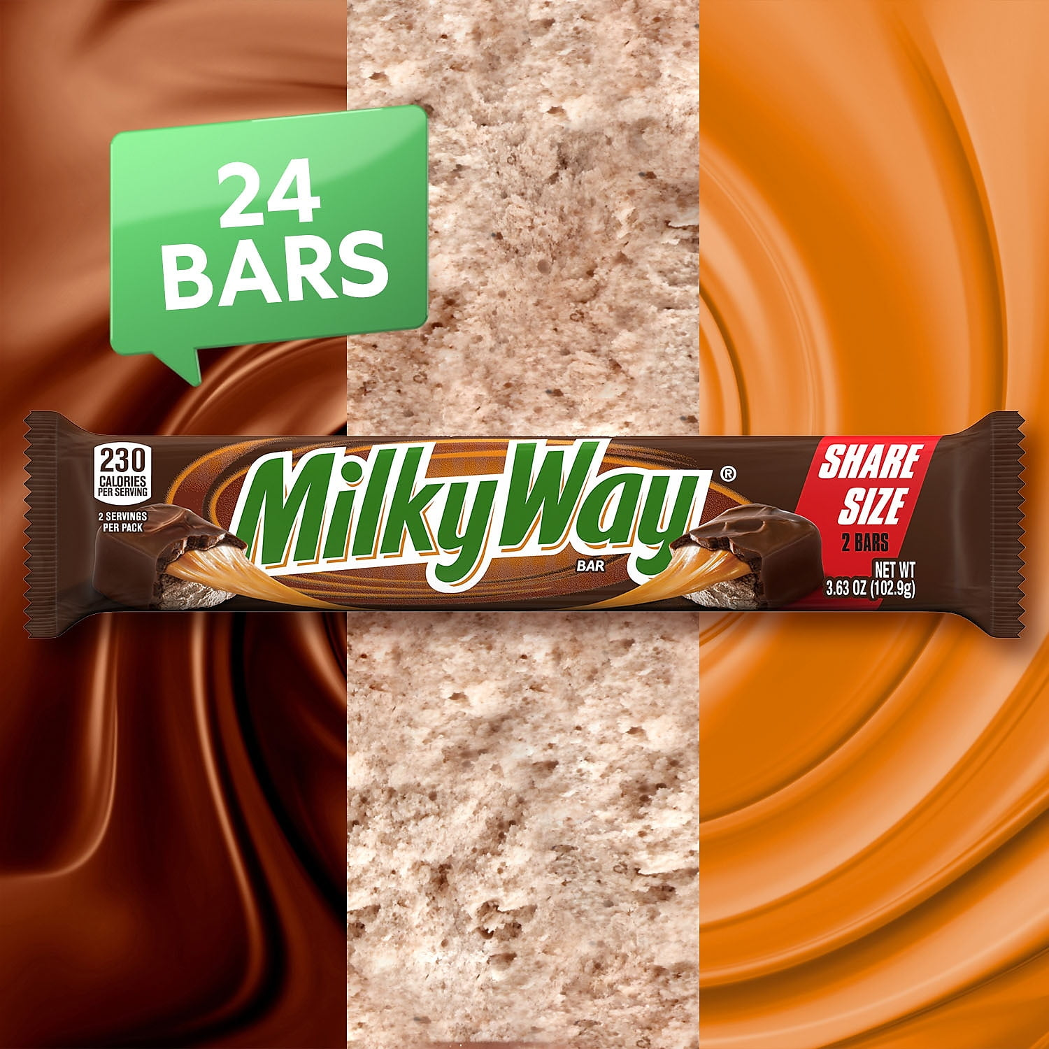 Mars Milky Way Milk Chocolate Sharing Size Candy Bar 3.63 oz Bar Pack of 24