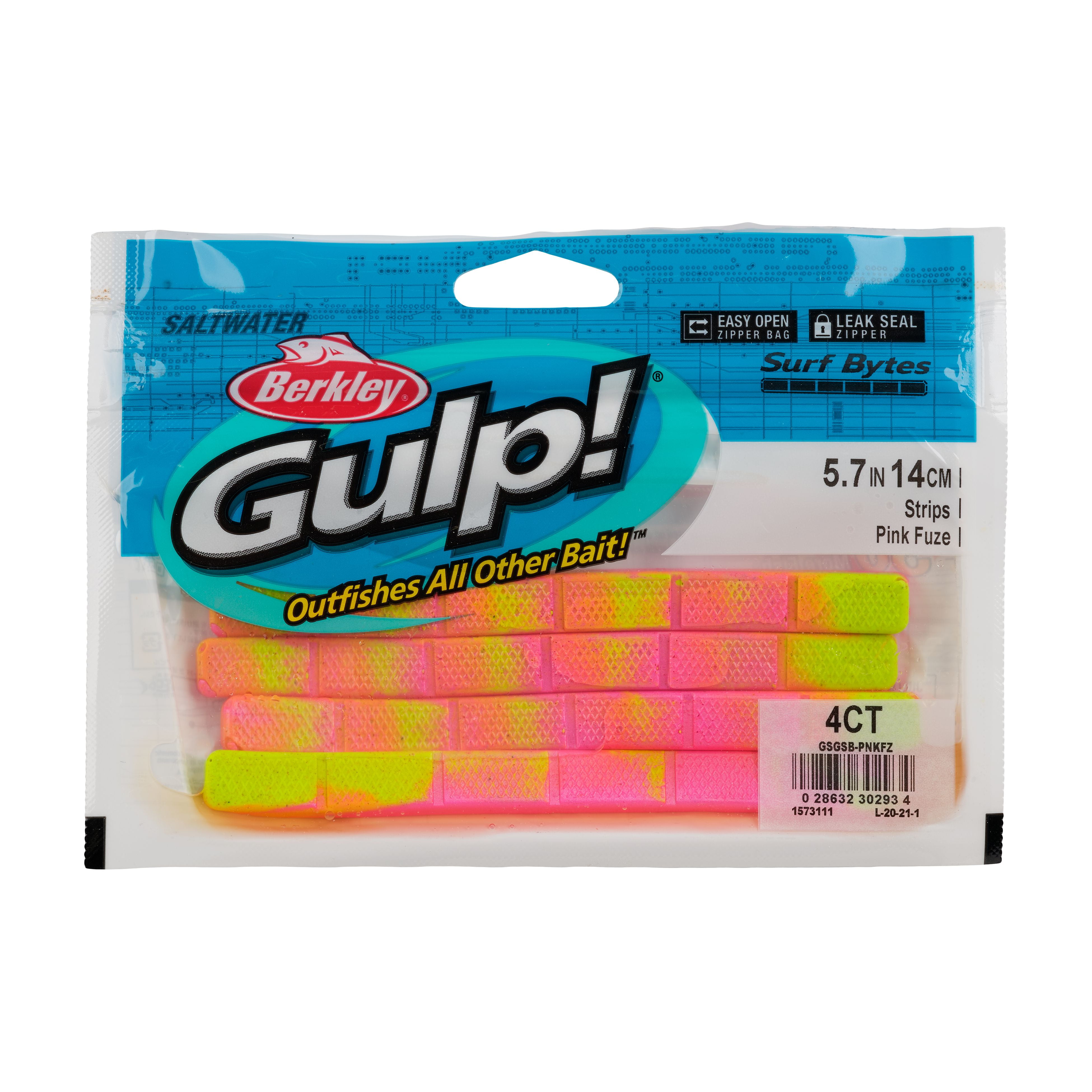 Berkley Gulp Surf Bytes Strips 5 3/4 in Pink Fuze Soft Bait