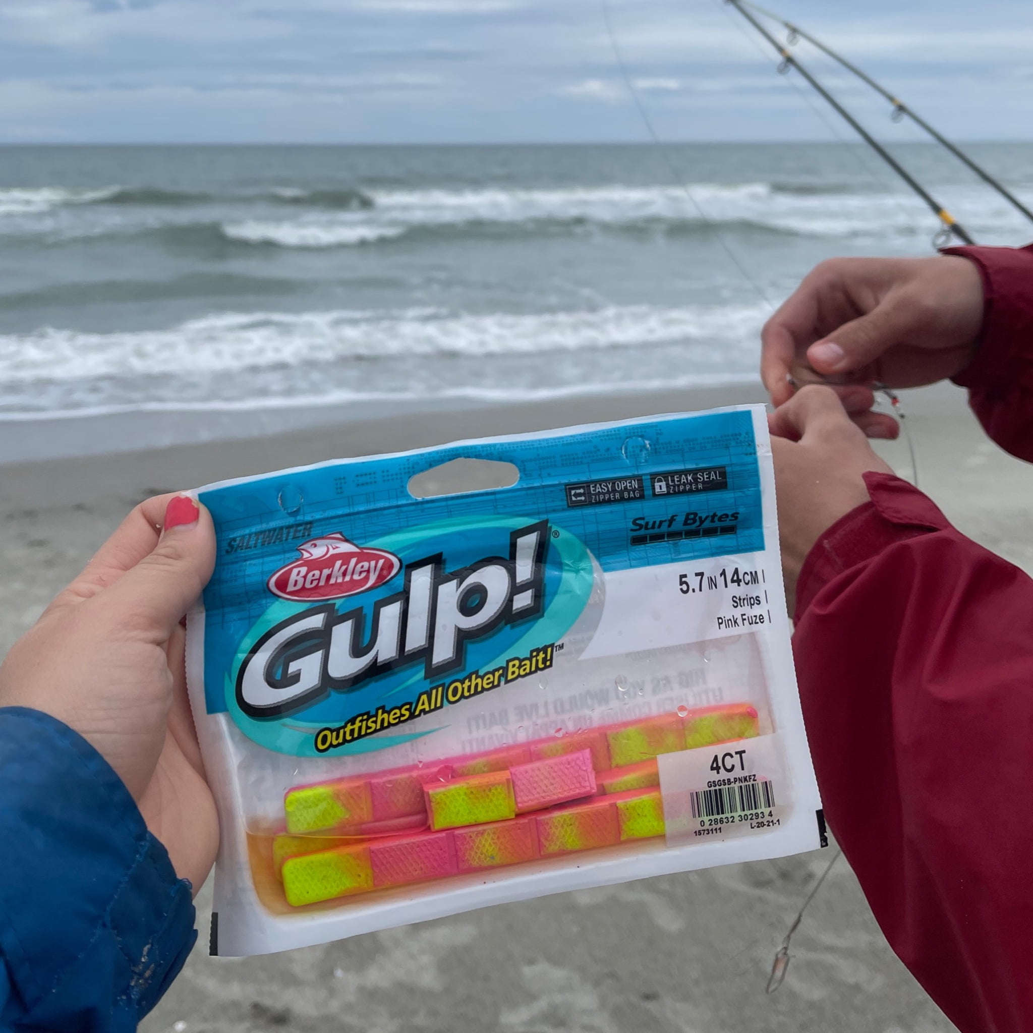 Berkley Gulp Surf Bytes Strips 5 3/4 in Pink Fuze Soft Bait