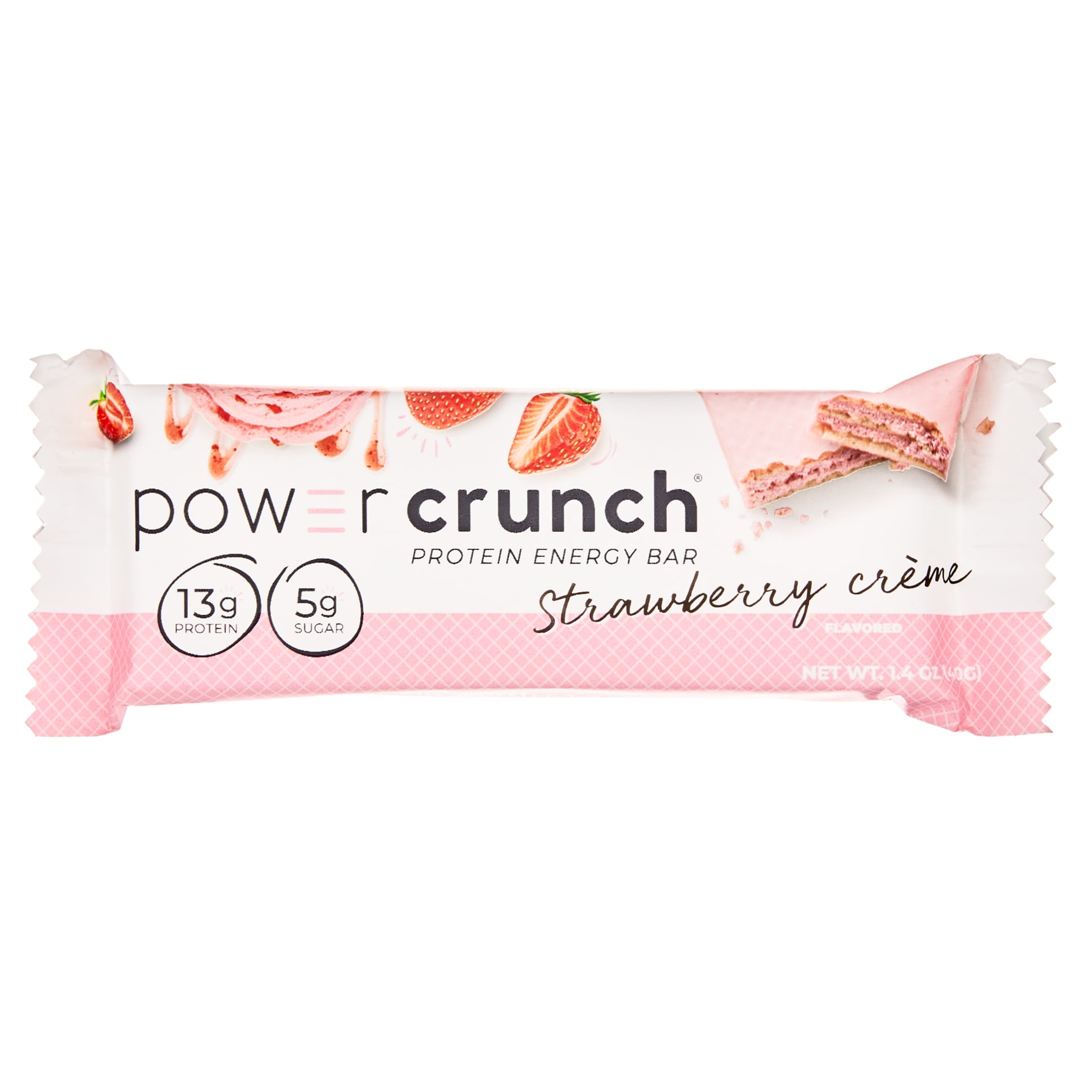 POWER CRUNCH STRAWBERRY CREAM PROTEIN ENERGY BAR 5 PACK 1.4 OZ BARS FOR A BURST OF ENERGY