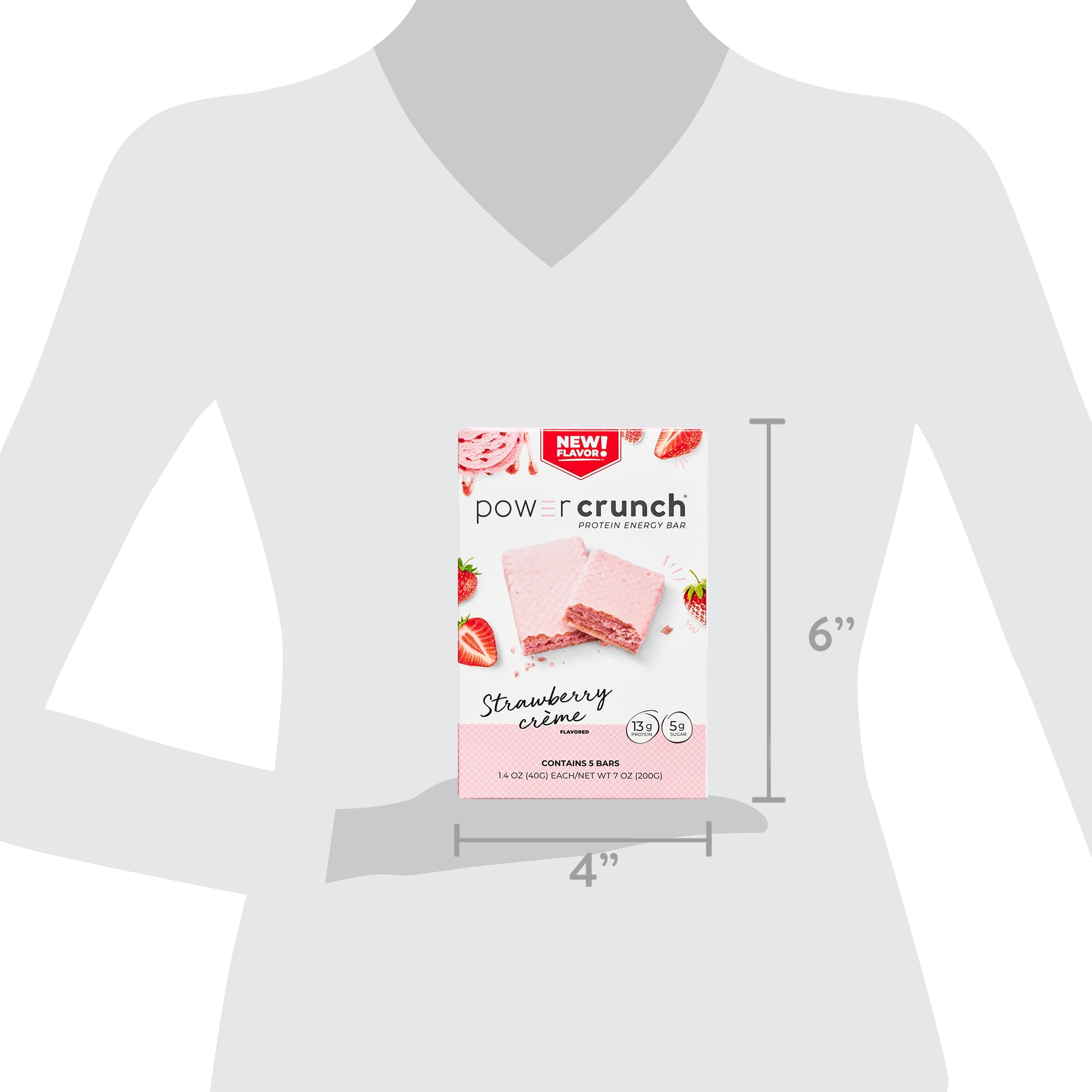 POWER CRUNCH STRAWBERRY CREAM PROTEIN ENERGY BAR 5 PACK 1.4 OZ BARS FOR A BURST OF ENERGY