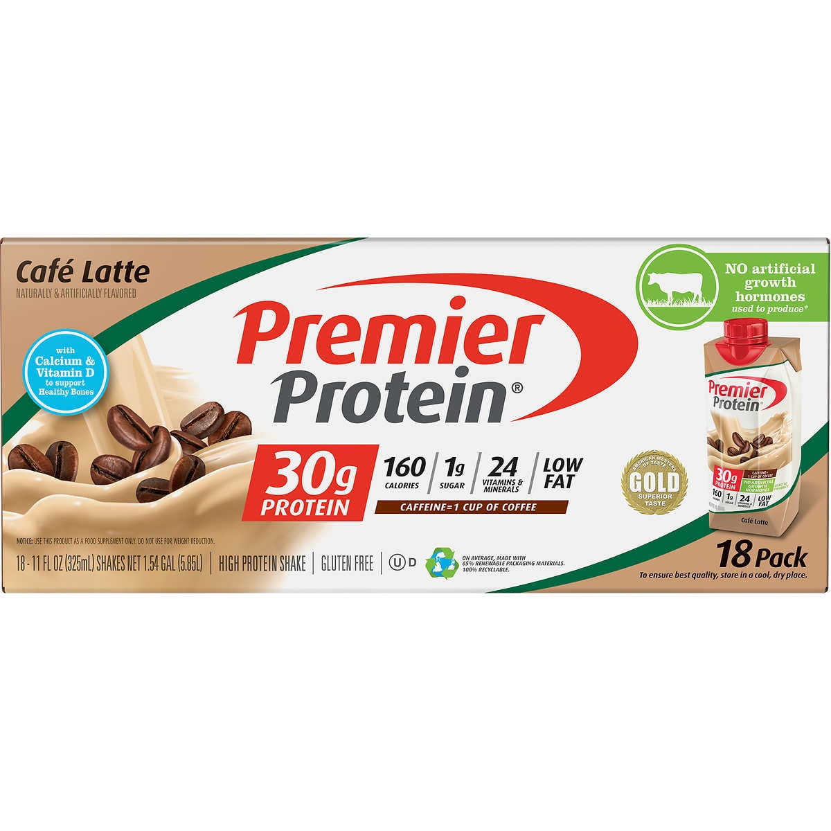 Premier Protein Cafe Latte Shakes 11 fl oz Pack of 18