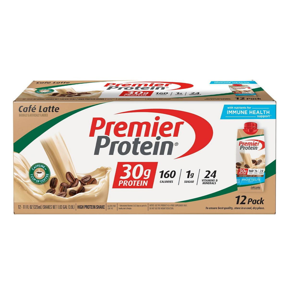 Premier Protein Cafe Latte Nutritional Shake 11 fl oz 12pk