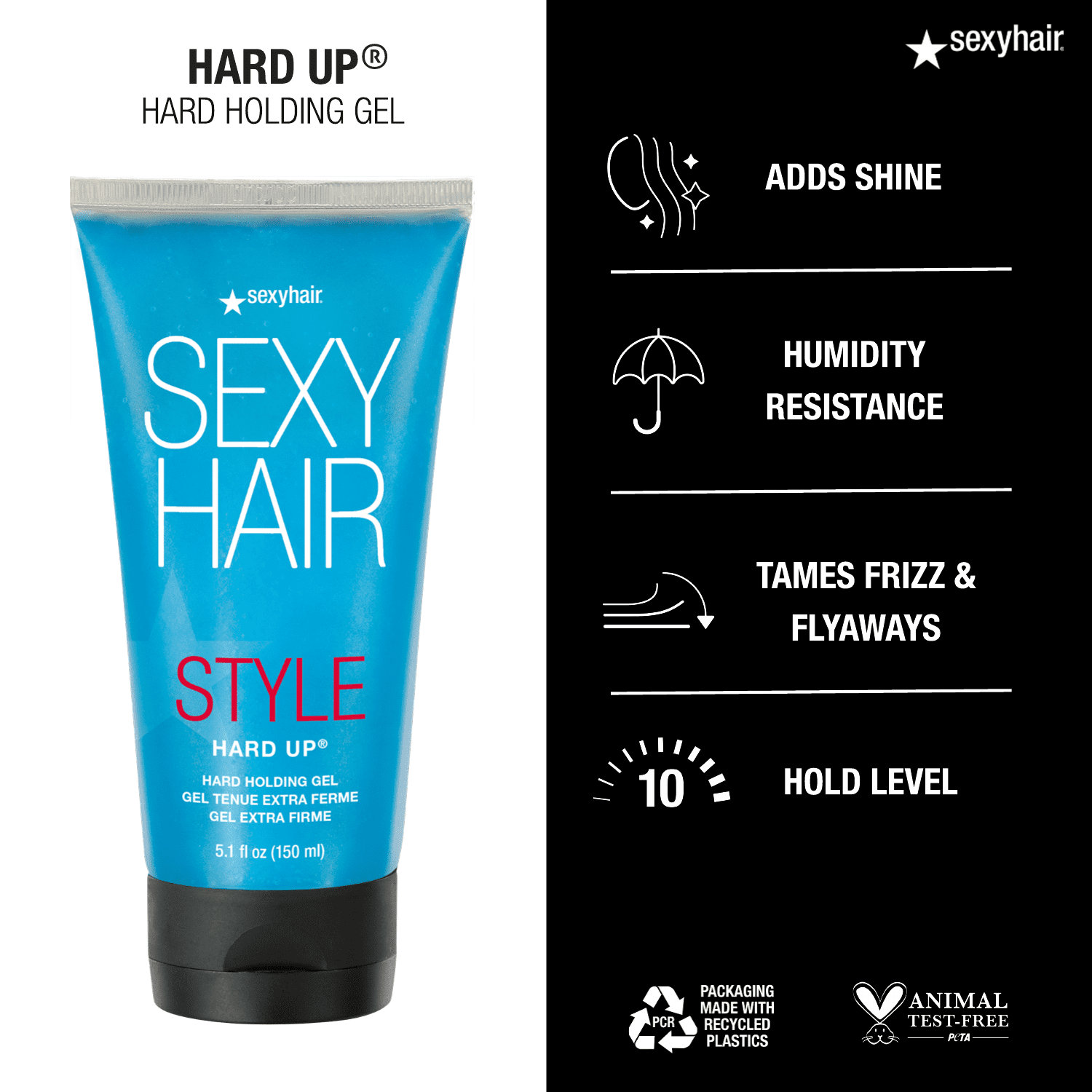 Sexy Hair Hard Up Hard Holding Gel 5.1 Oz for Strong Hold and Styling