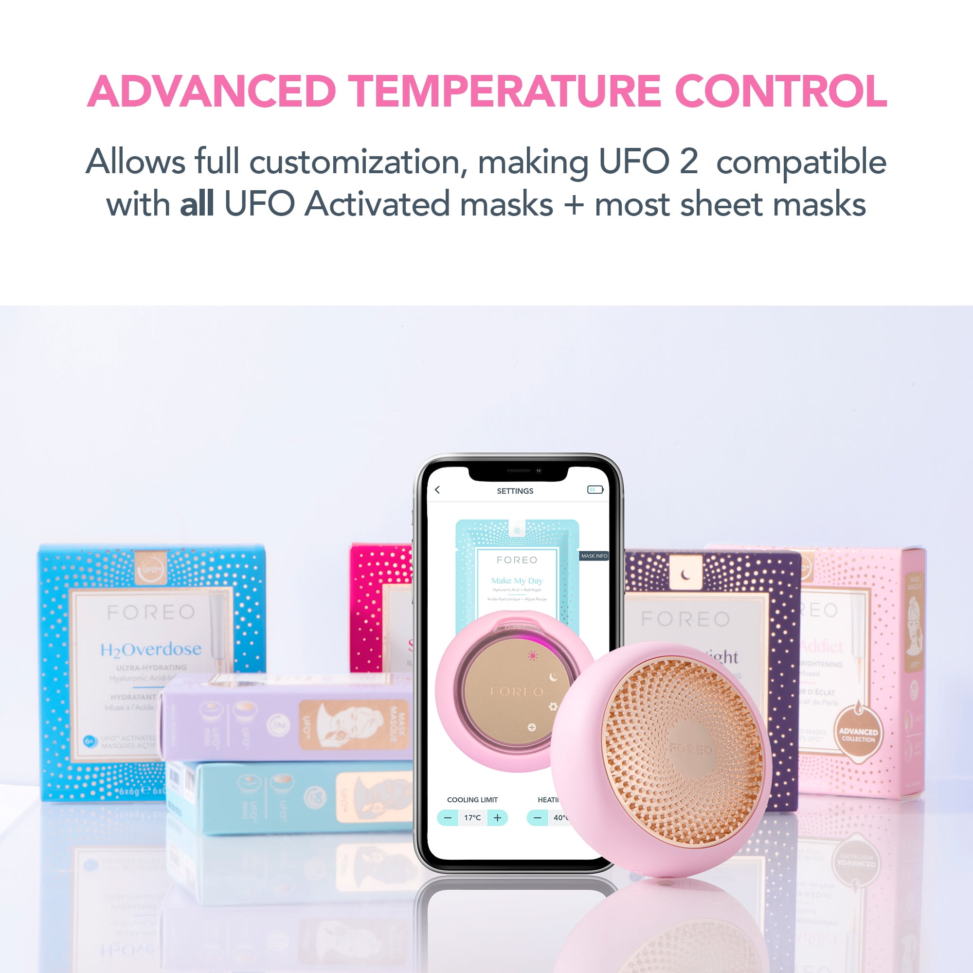 FOREO UFO 2 Supercharged 2-Minute Full Facial Skincare Device for All Skin Types Pearl Pink - AmerikaSepetim