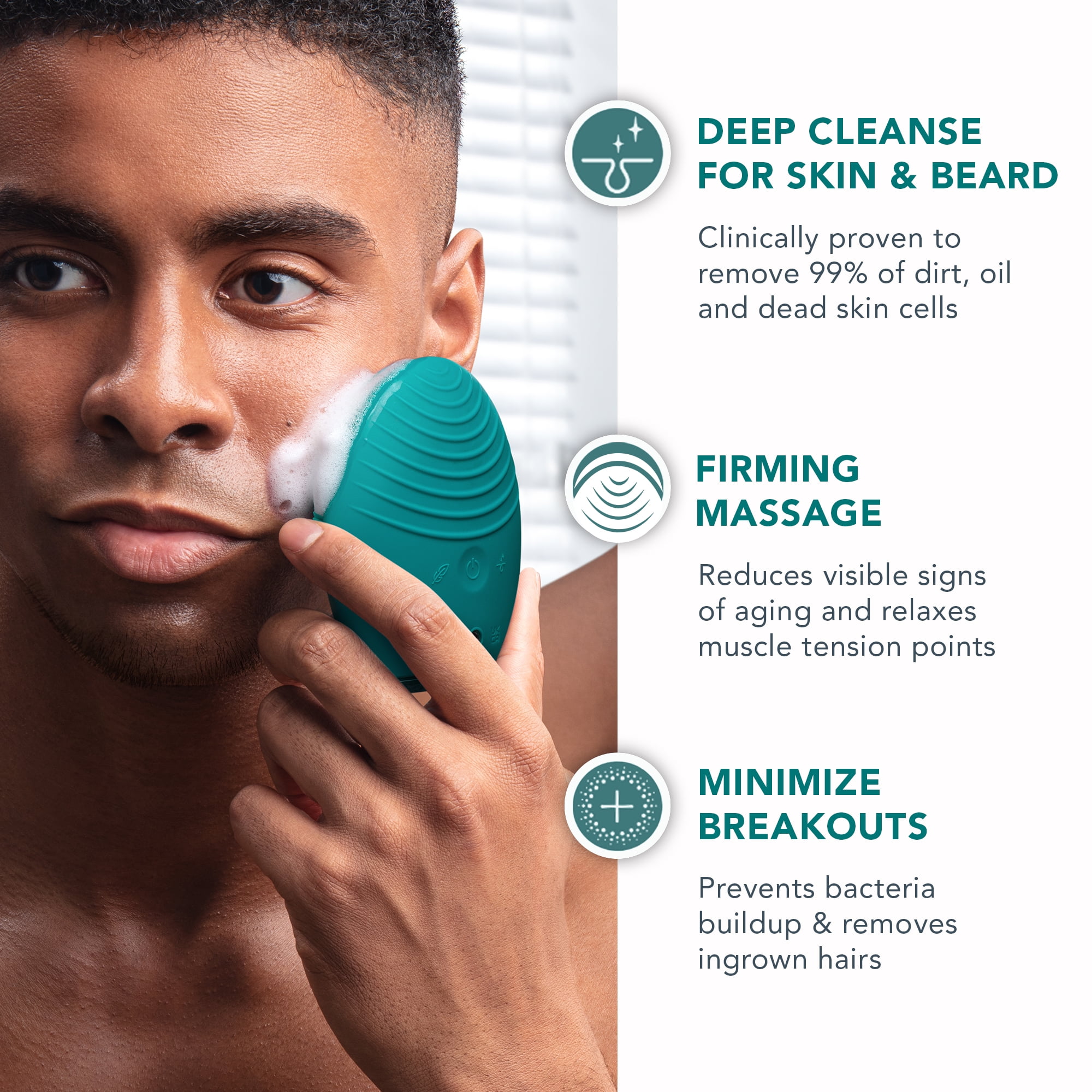 FOREO LUNA 4 MEN Smart Facial Cleansing and Firming Massage Brush for Skin and Beard