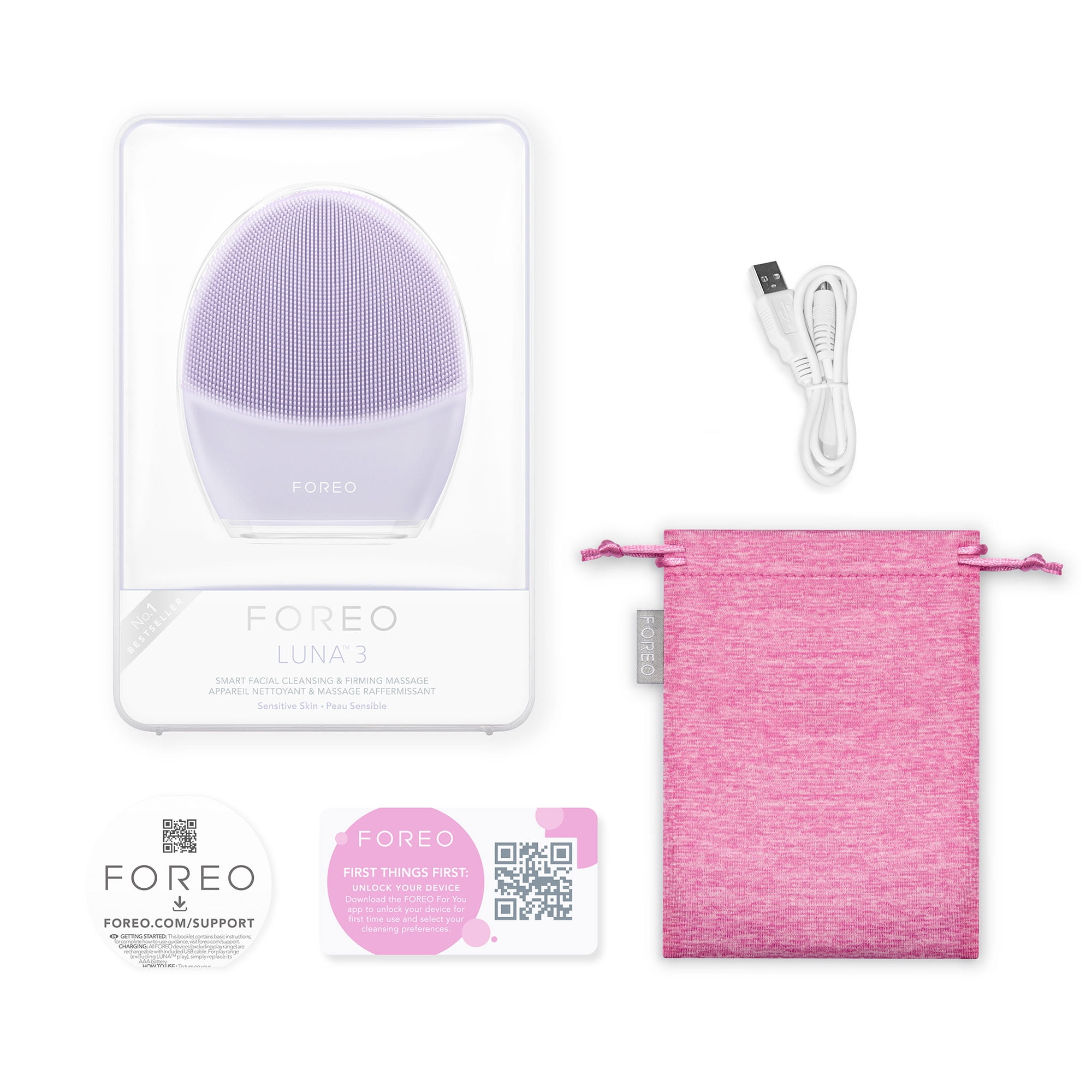 FOREO LUNA 3 Smart Sonic Facial Cleanser Massager Sensitive Skin Suitable