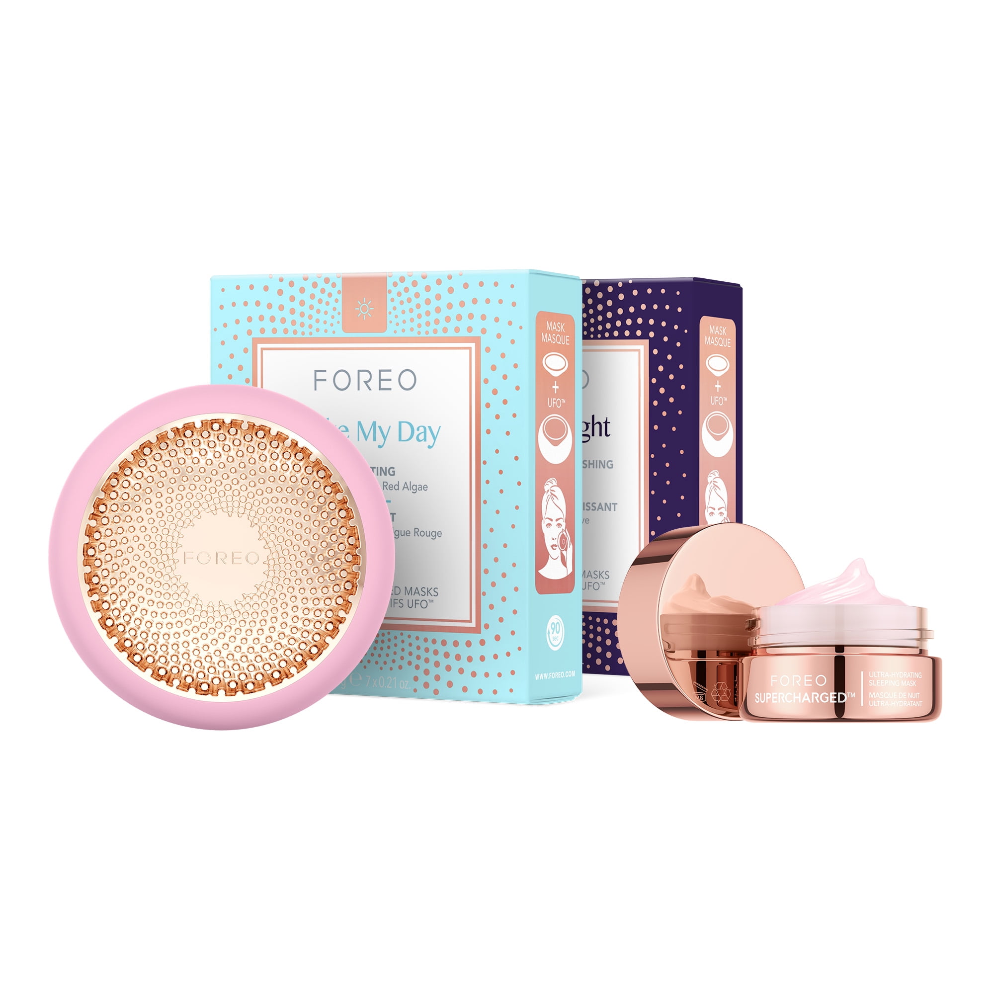 FOREO Hyper Hydra UFO 3 Bundle Face Moisturiser Device 14 UFO Activated Masks Hydrating Night Mask Red