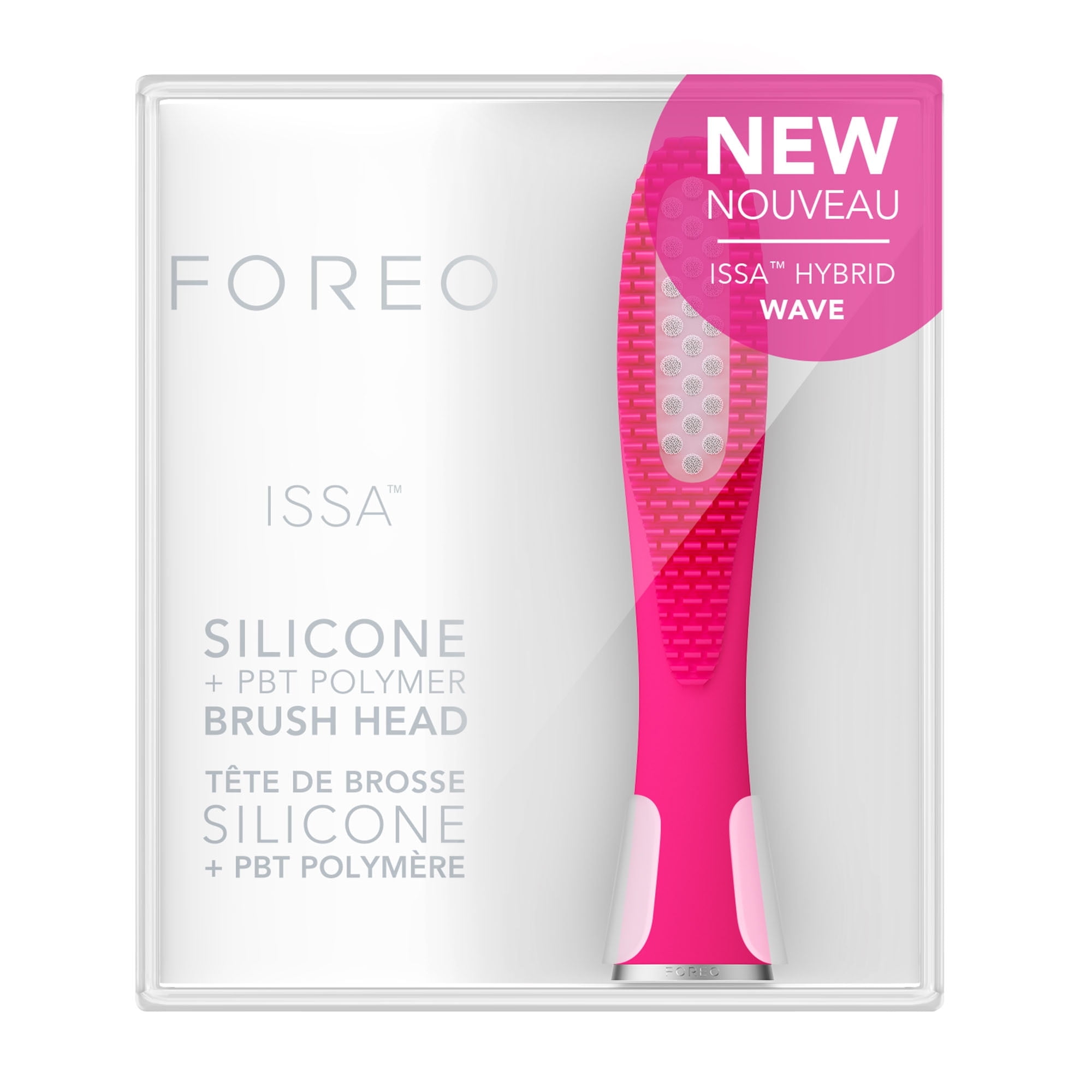 FOREO ISSA HYBRID WAVE BRUSH HEAD IN FUCHSIA COLOR FOR EFFECTIVE CLEANING & ORAL CARE