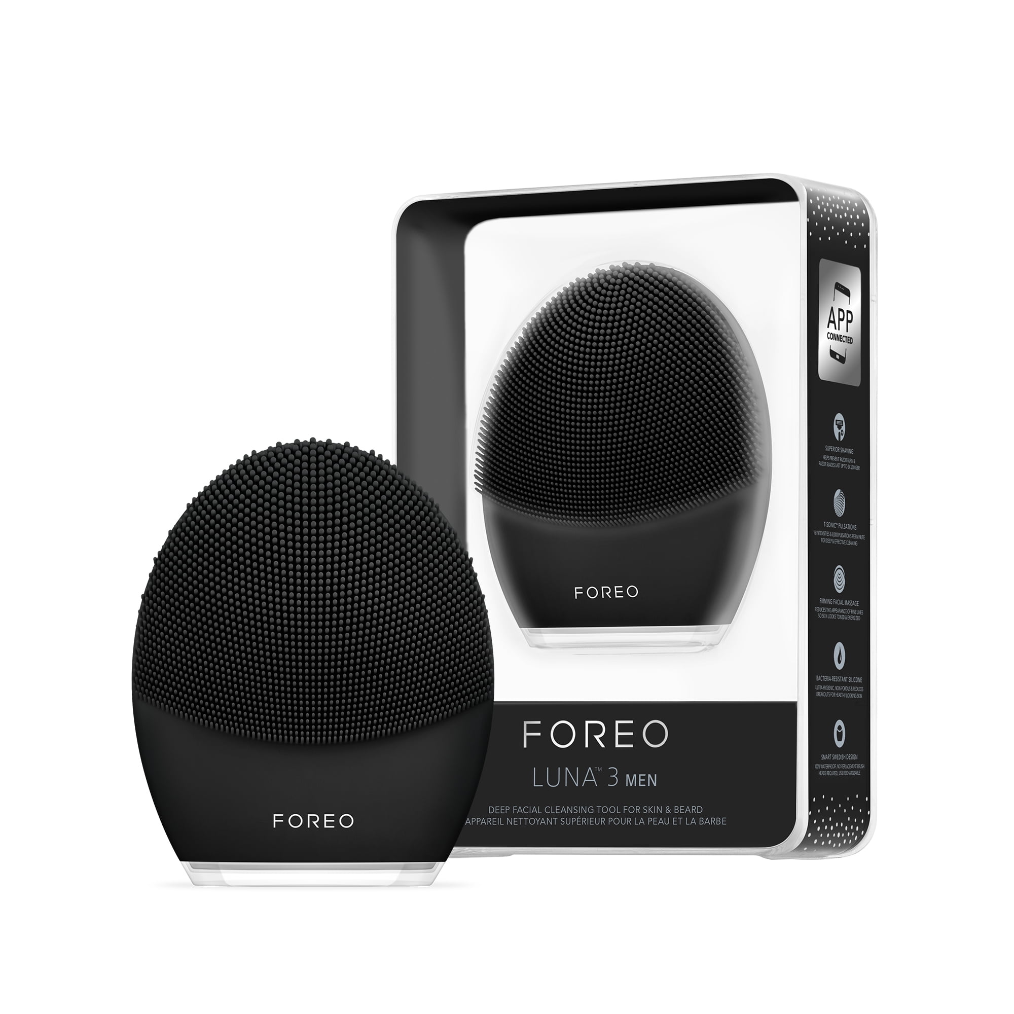 FOREO LUNA 3 MEN Facial Cleansing Firming Massage Brush Skin Beard Black