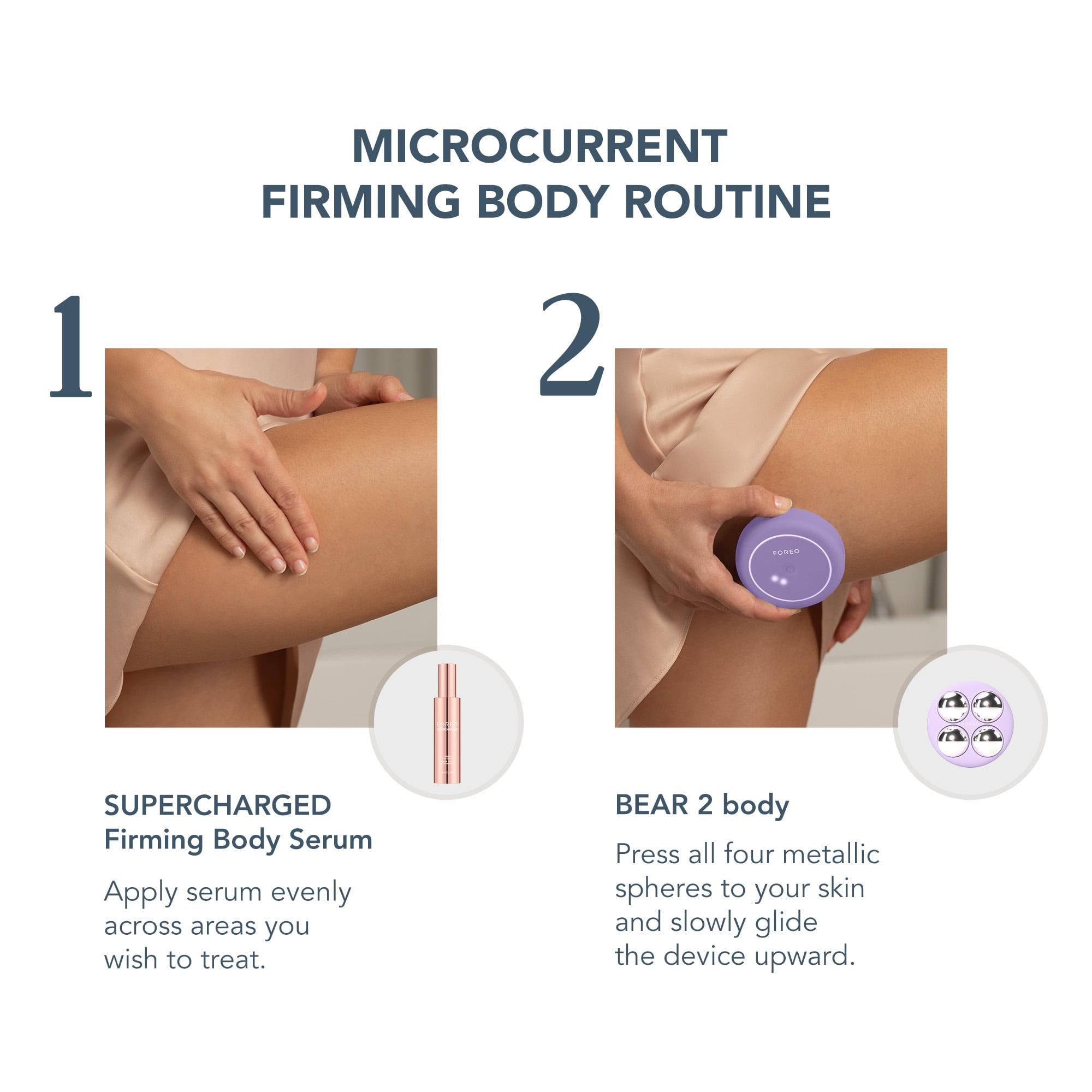 FOREO BEAR 2 Advanced Microcurrent Body Sculpting Machine Conductive SUPERCHARGED Firming Body Serum Cellulite Massager