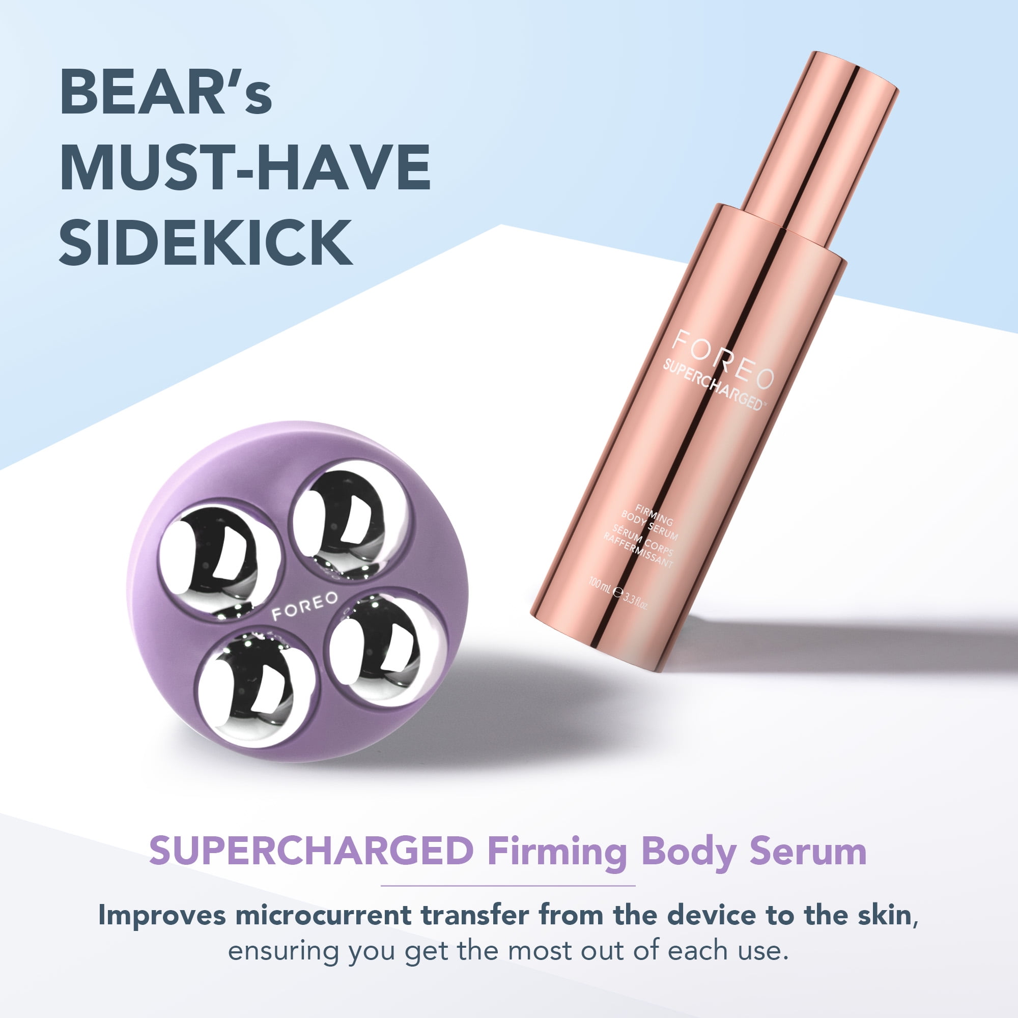 FOREO BEAR 2 Advanced Microcurrent Body Sculpting Machine Conductive SUPERCHARGED Firming Body Serum Cellulite Massager